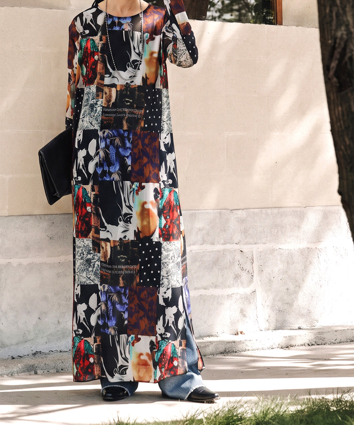 Archive Print Sheer Long Dress Ladies