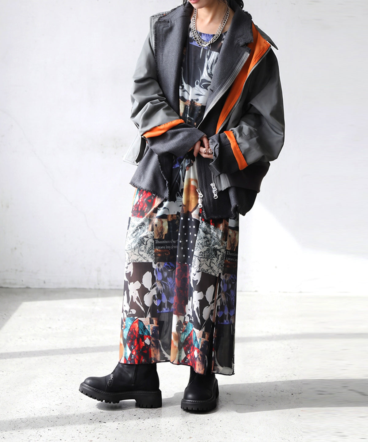 Archive Print Sheer Long Dress Ladies
