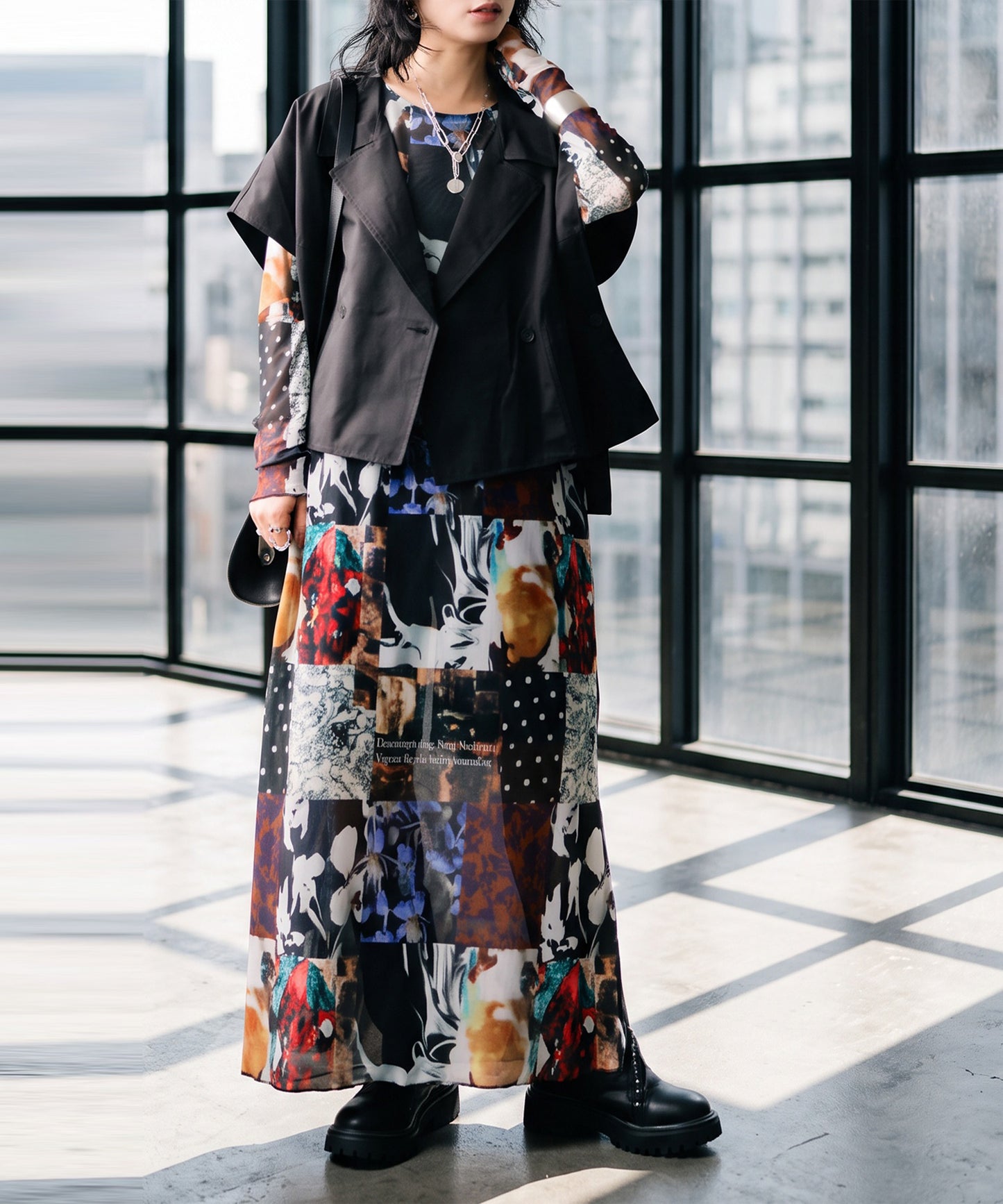 Archive Print Sheer Long Dress Ladies
