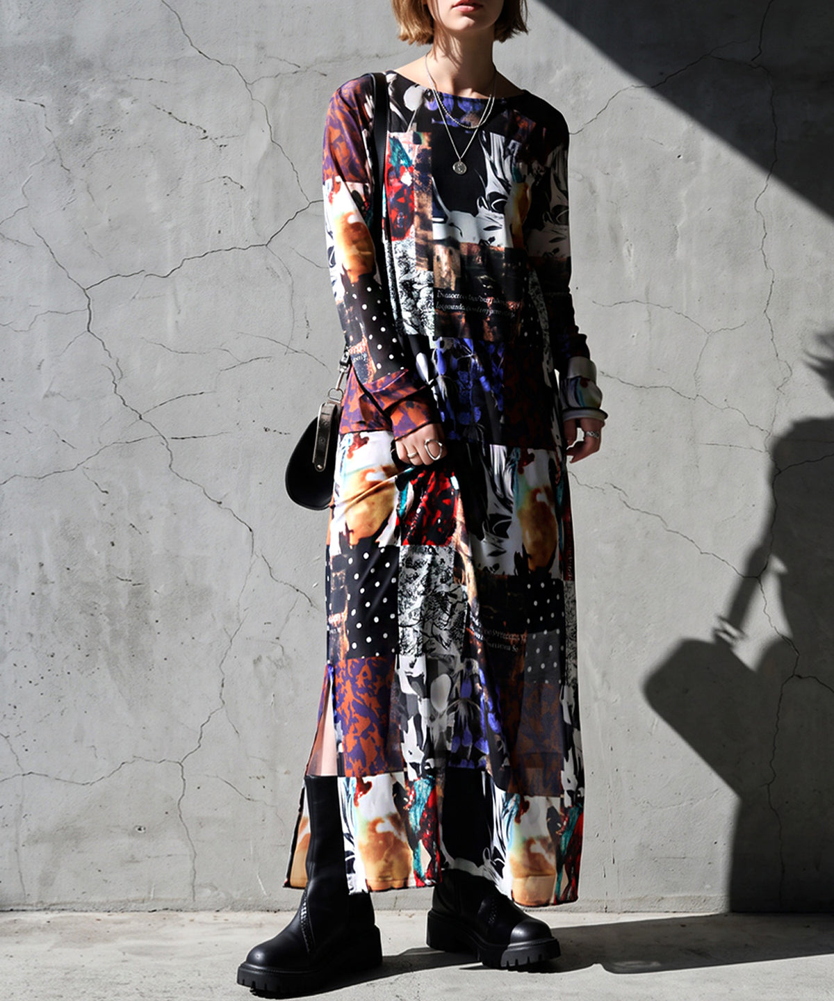 Archive Print Sheer Long Dress Ladies