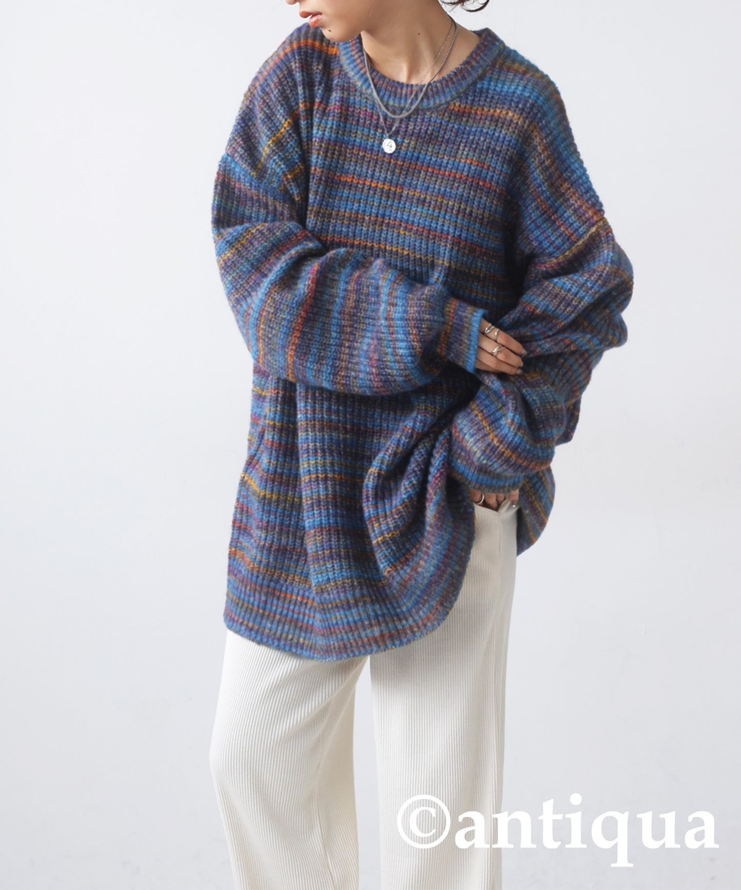 Ladies melange knitting sweater