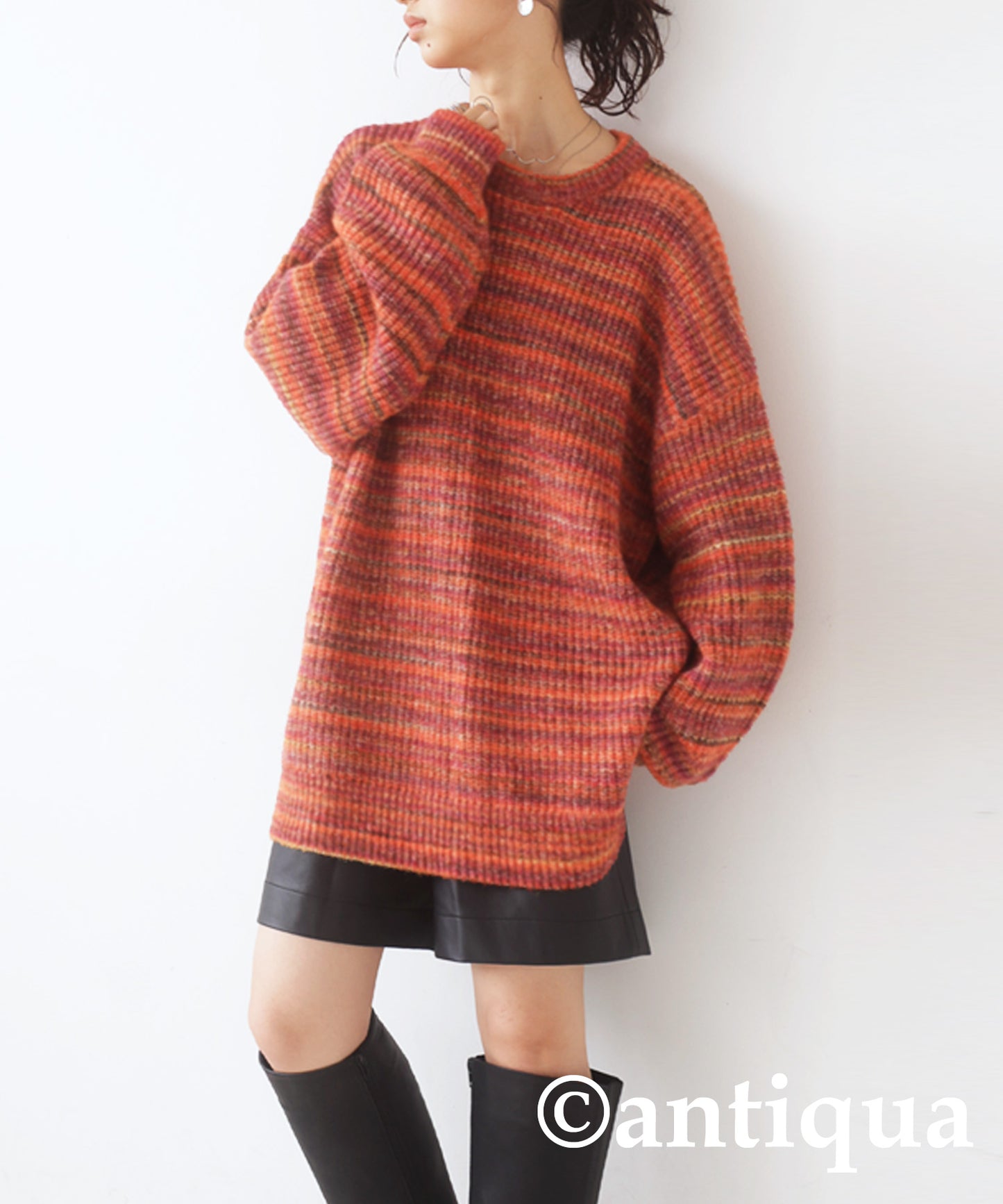 Ladies melange knitting sweater