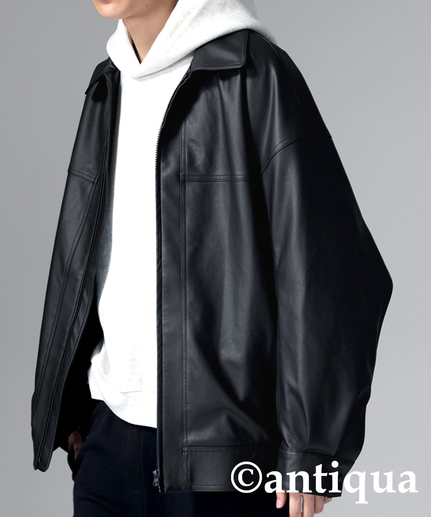 2way oversized fake leather blouson Men's