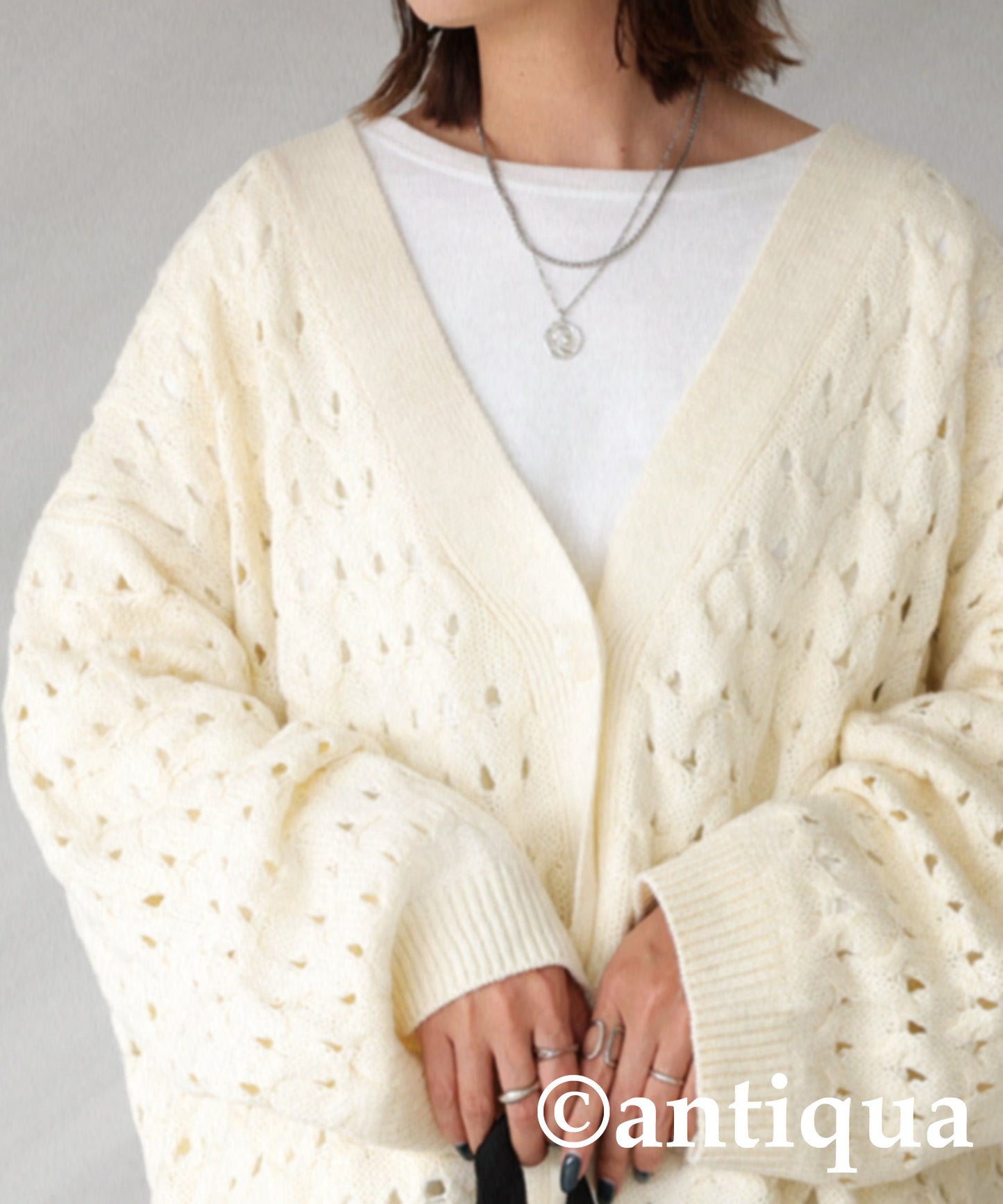 Openwork knitting Cardigan Ladies knit long sleeve