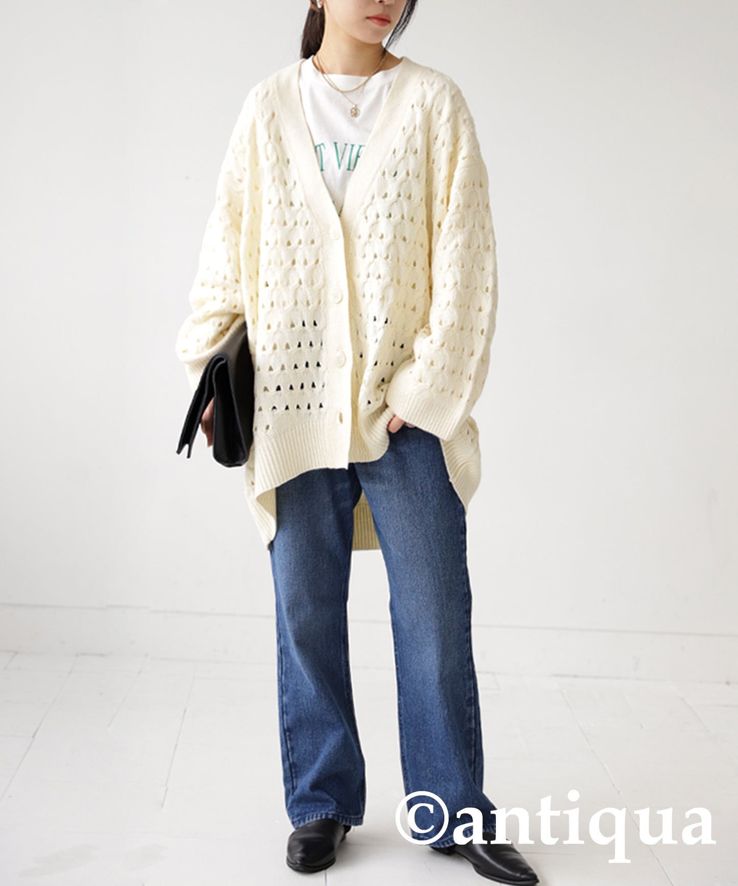 Openwork knitting Cardigan Ladies knit long sleeve