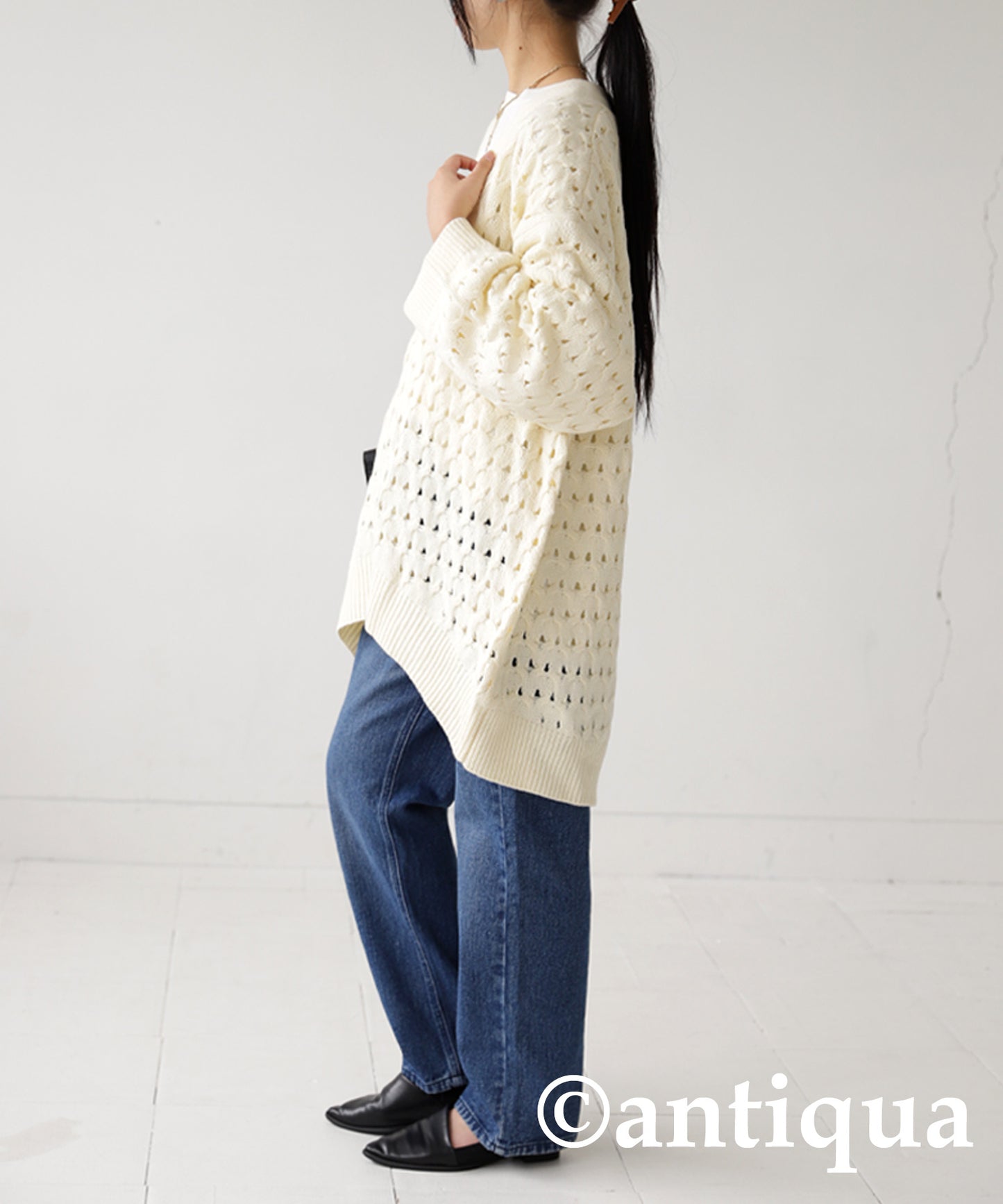 Openwork knitting Cardigan Ladies knit long sleeve