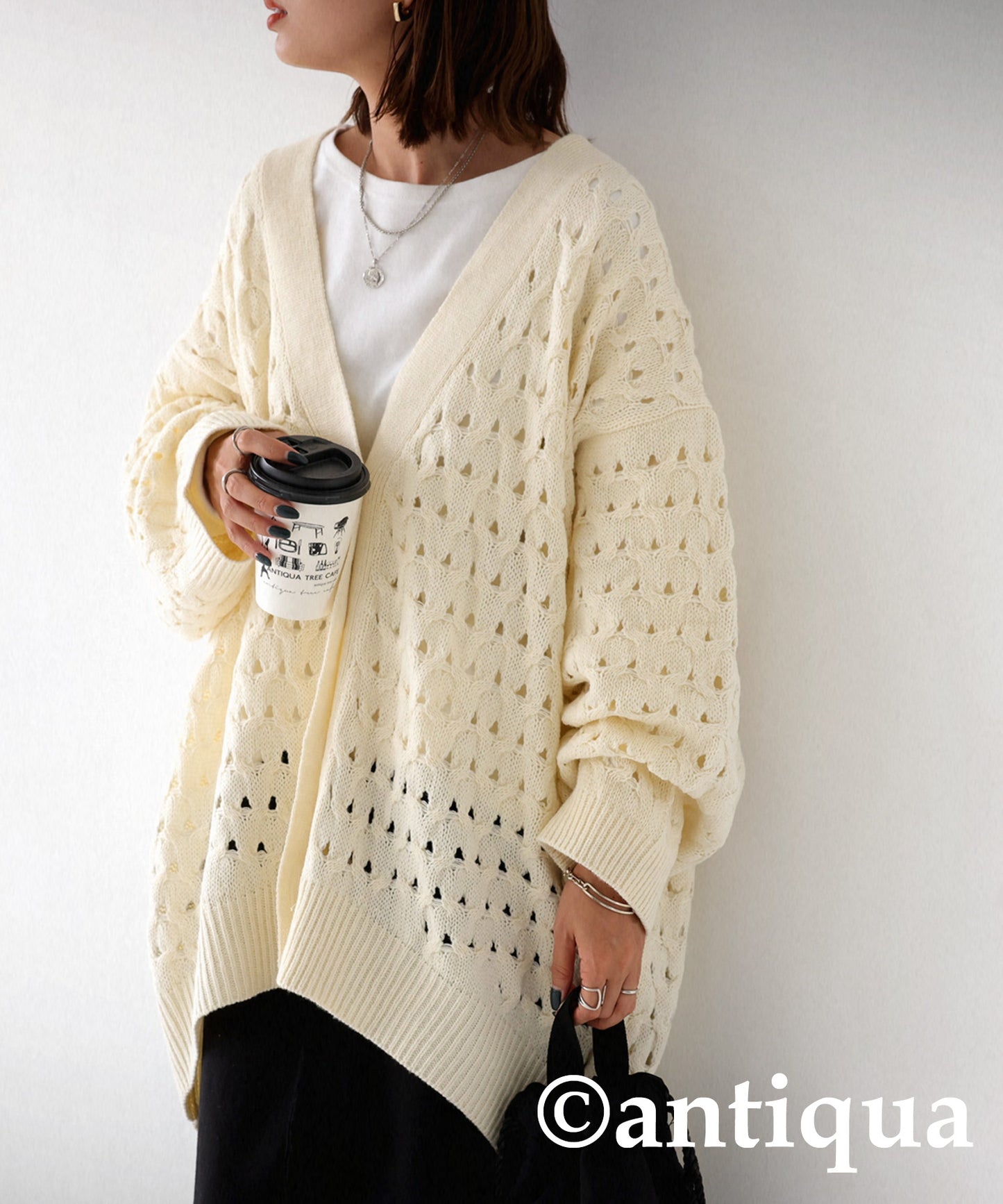 Openwork knitting Cardigan Ladies knit long sleeve