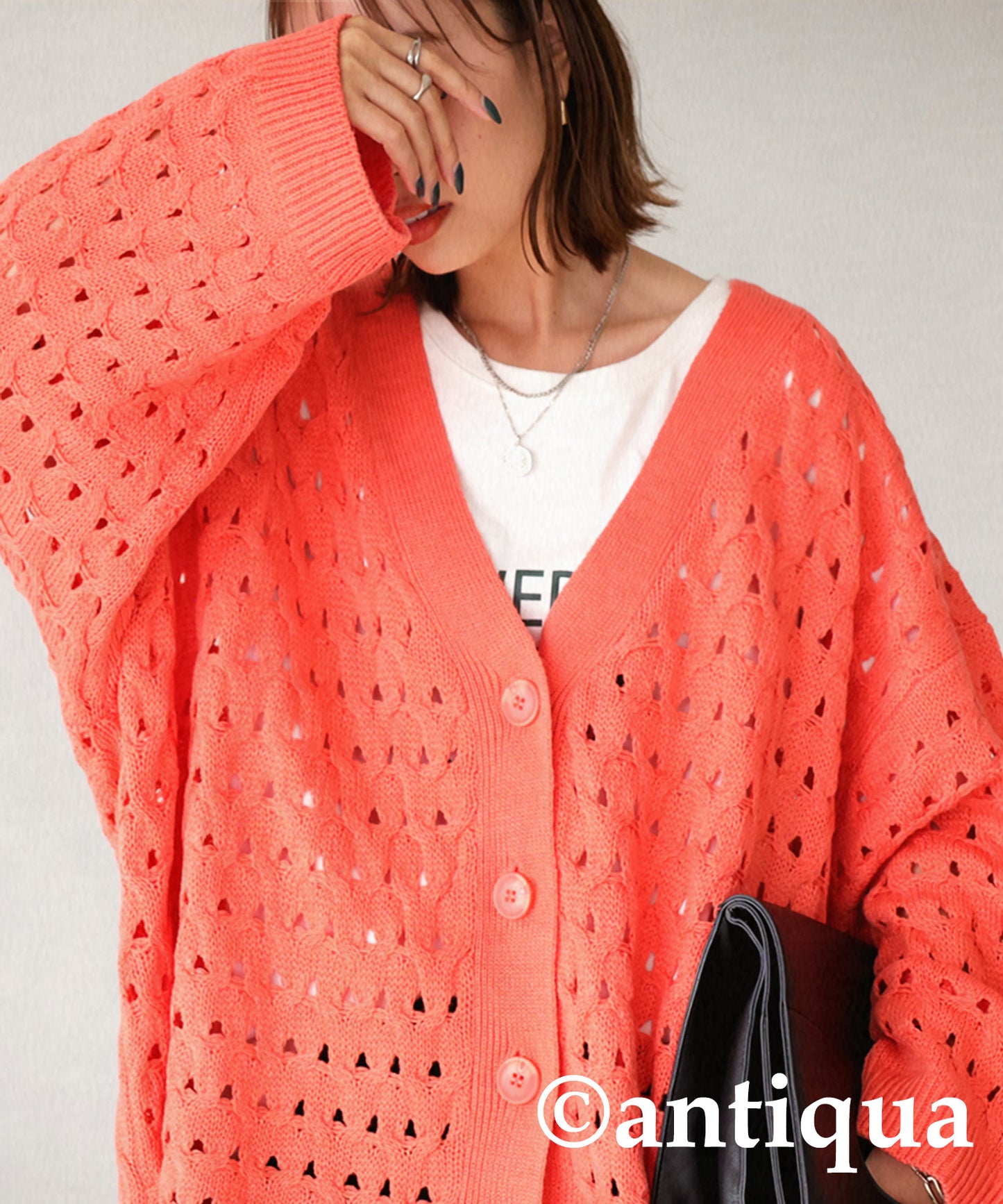 Openwork knitting Cardigan Ladies knit long sleeve