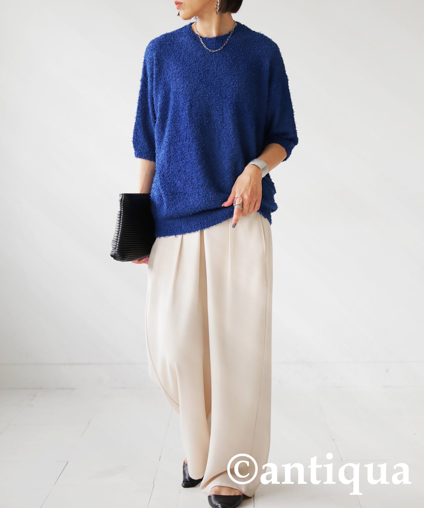 Ladies Knit Tops Short-Sleeve 5 Color Variations　