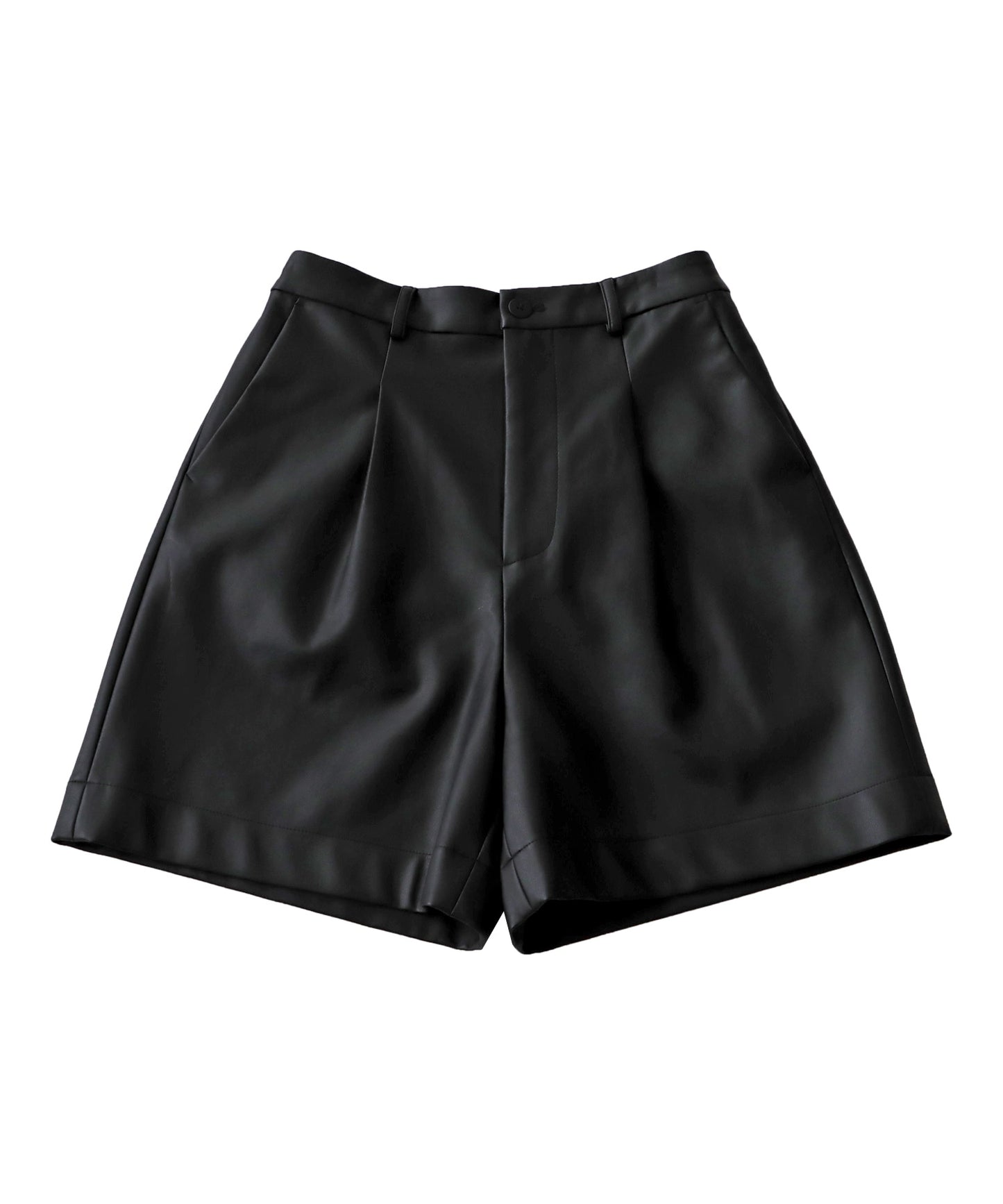 Ladies shorts vegan leather knee-length