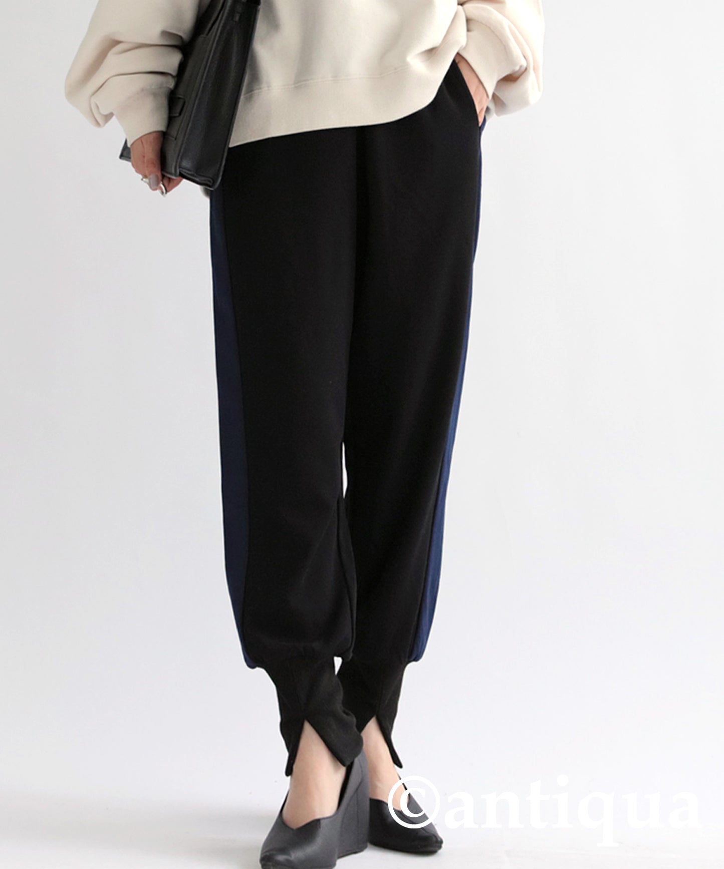 Color Scheme Hem Rib Pants Ladies