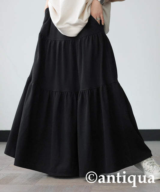 Pile Fabric Tiered Skirt Ladies