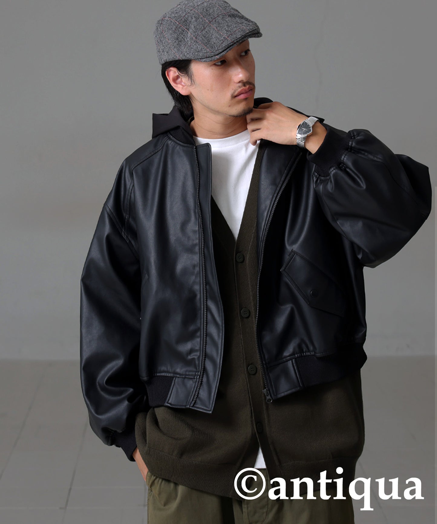 Vegan Leather Blouson Men's