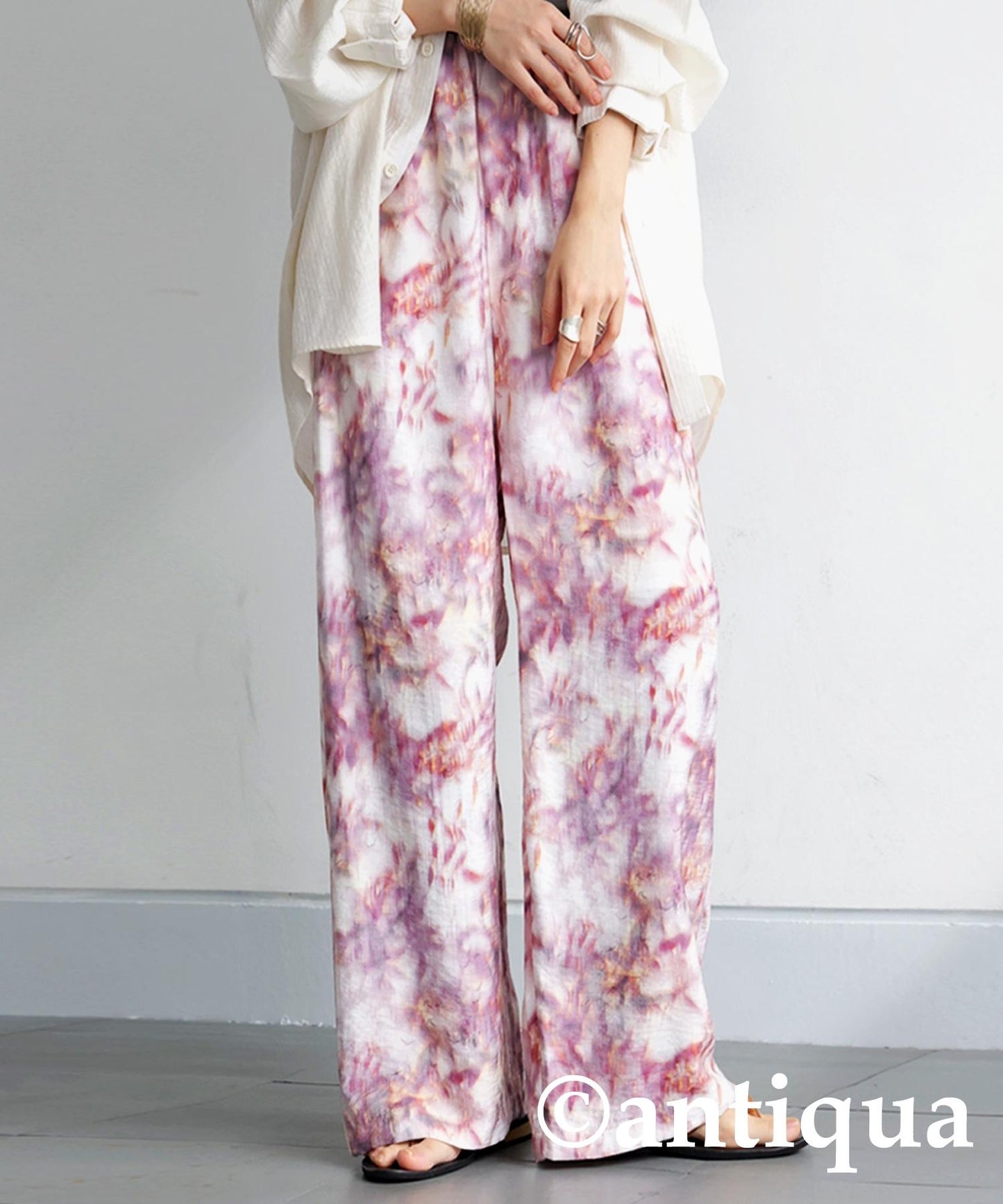 Ladies Watercolor Pattern Straight Pants