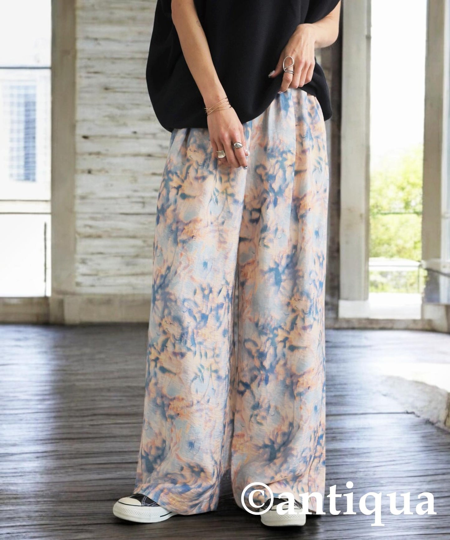 Ladies Watercolor Pattern Straight Pants