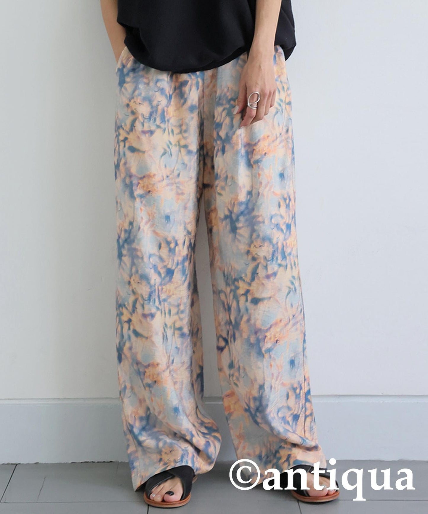 Ladies Watercolor Pattern Straight Pants