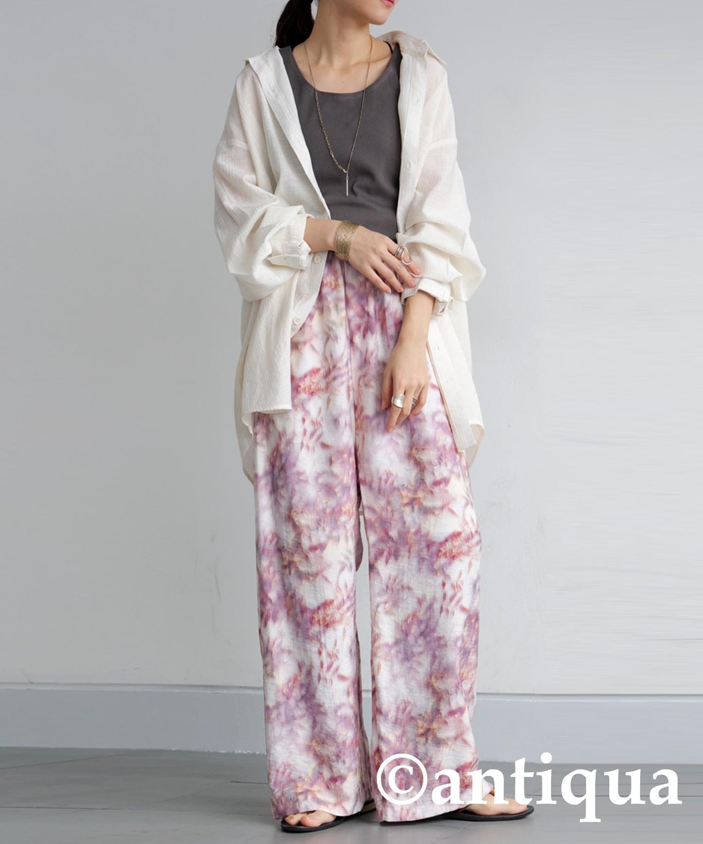 Ladies Watercolor Pattern Straight Pants