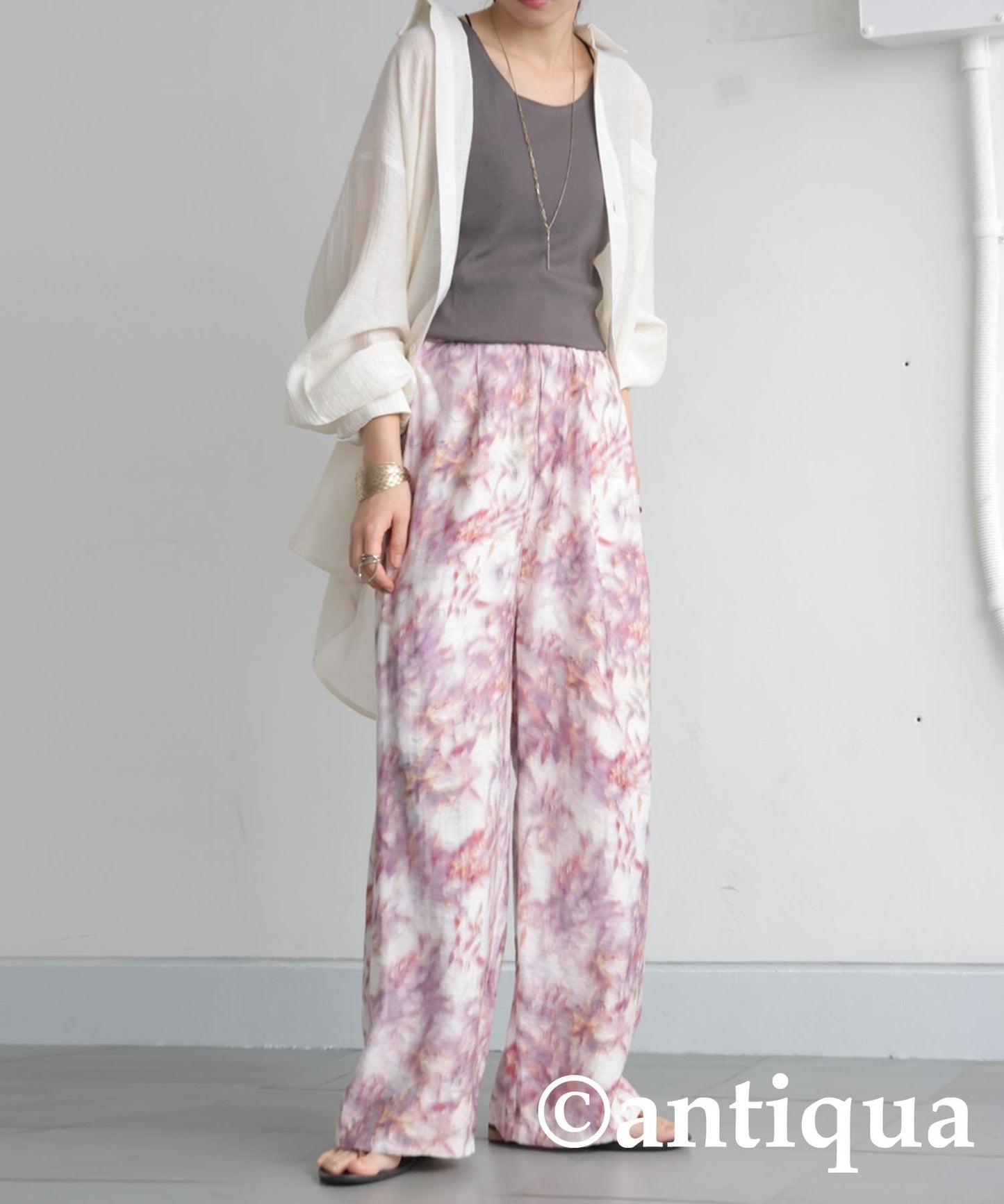 Ladies Watercolor Pattern Straight Pants