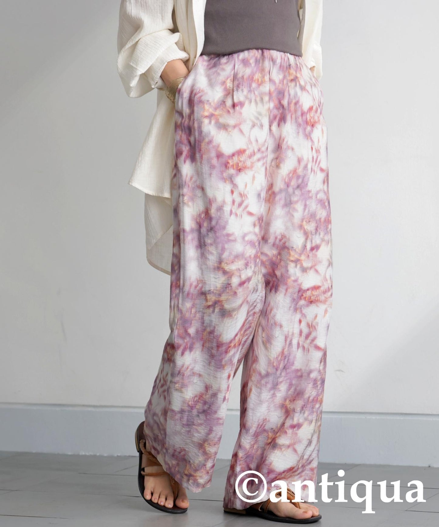 Ladies Watercolor Pattern Straight Pants