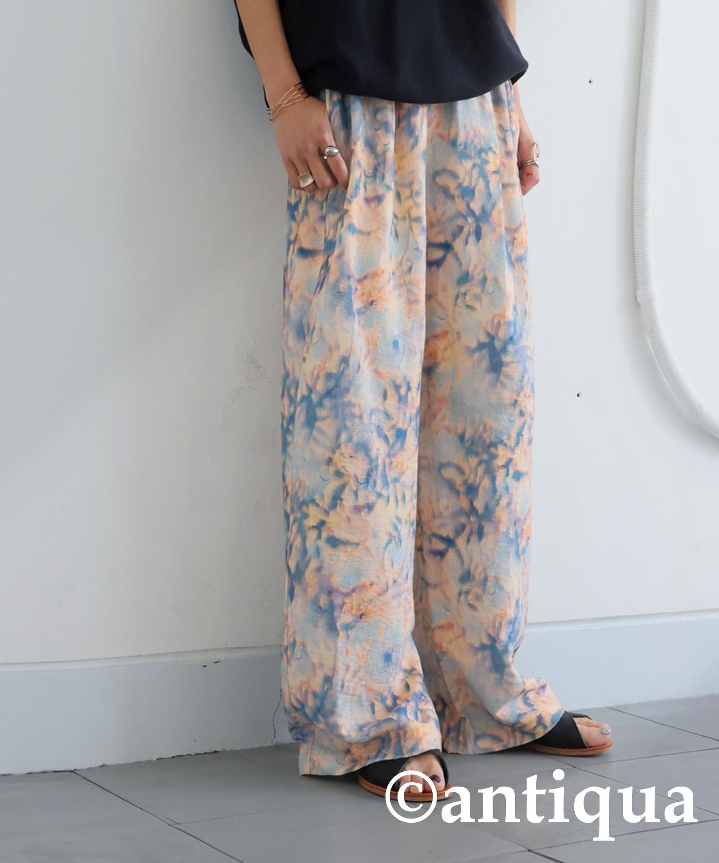 Ladies Watercolor Pattern Straight Pants