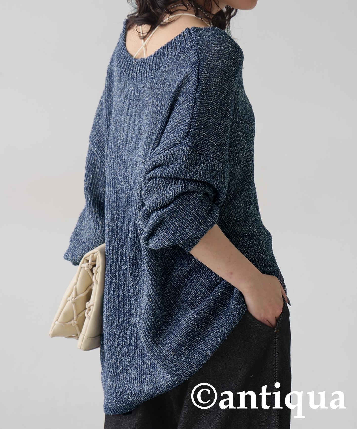 Ladies V-Neck Slub Knit