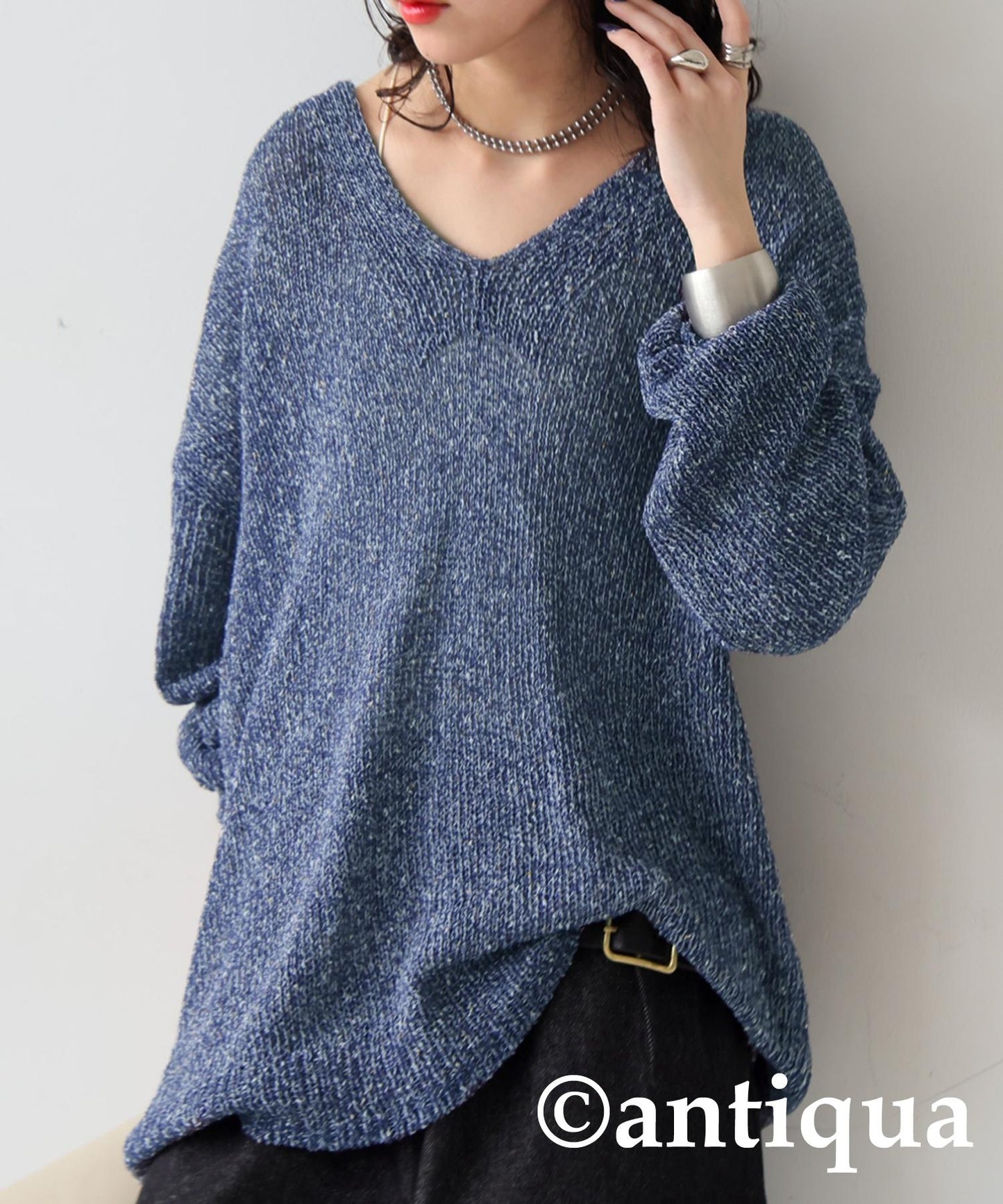 Ladies V-Neck Slub Knit