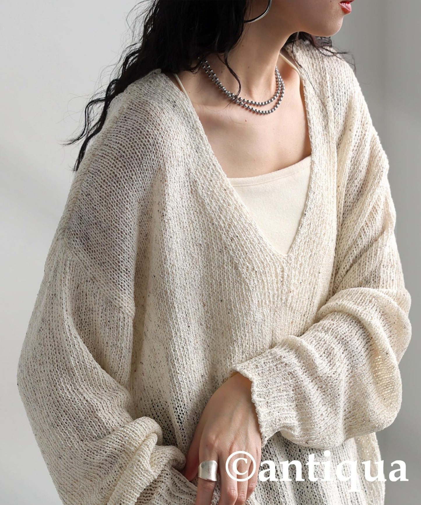 Ladies V-Neck Slub Knit