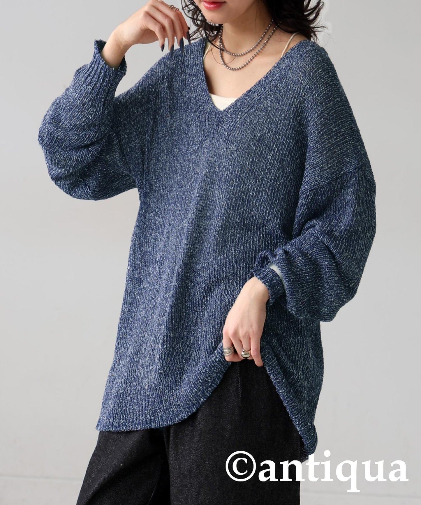 Ladies V-Neck Slub Knit