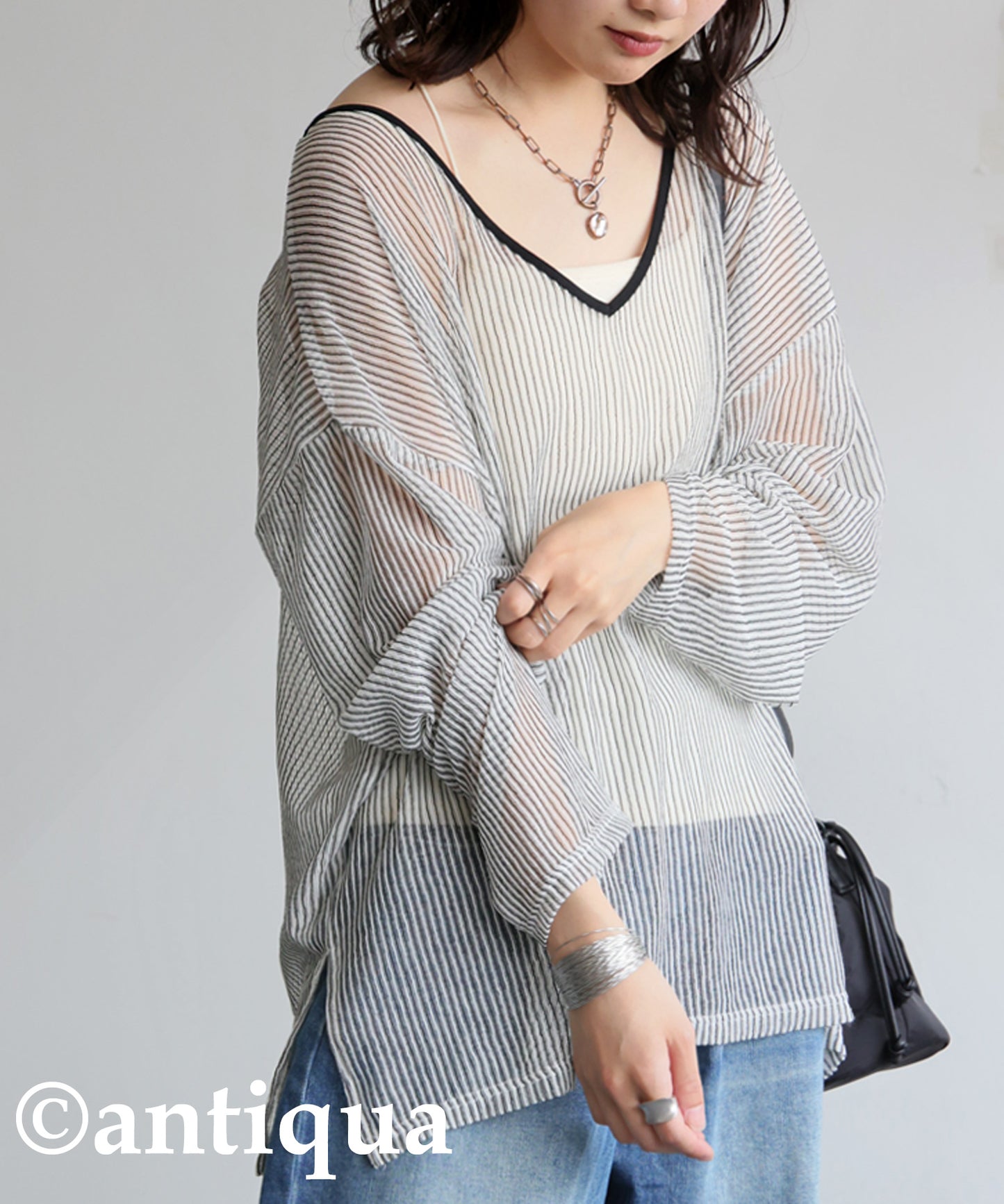 Ladies Striped Sheer Top