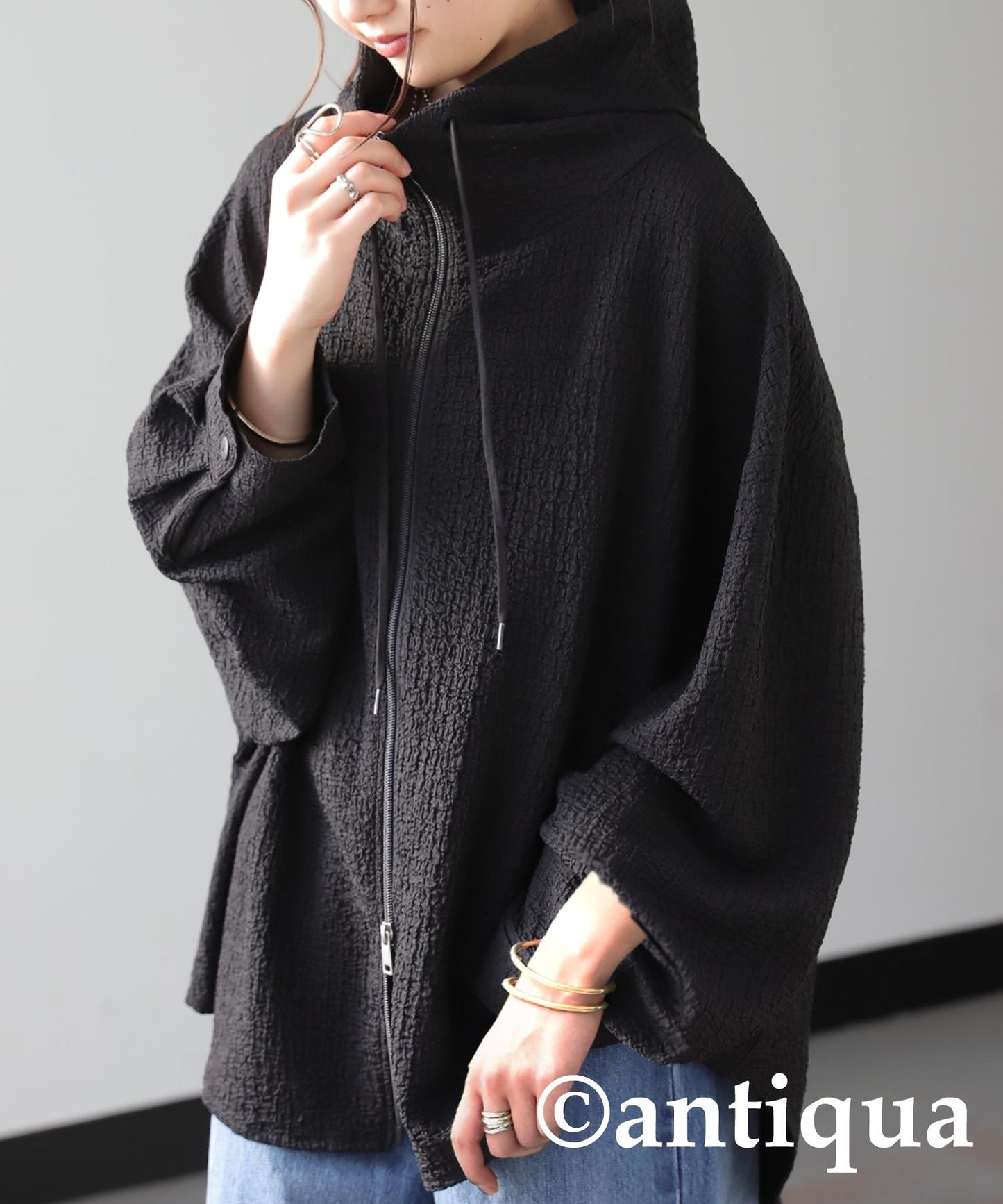 Ladies Double Zip Jacquard Hoodie