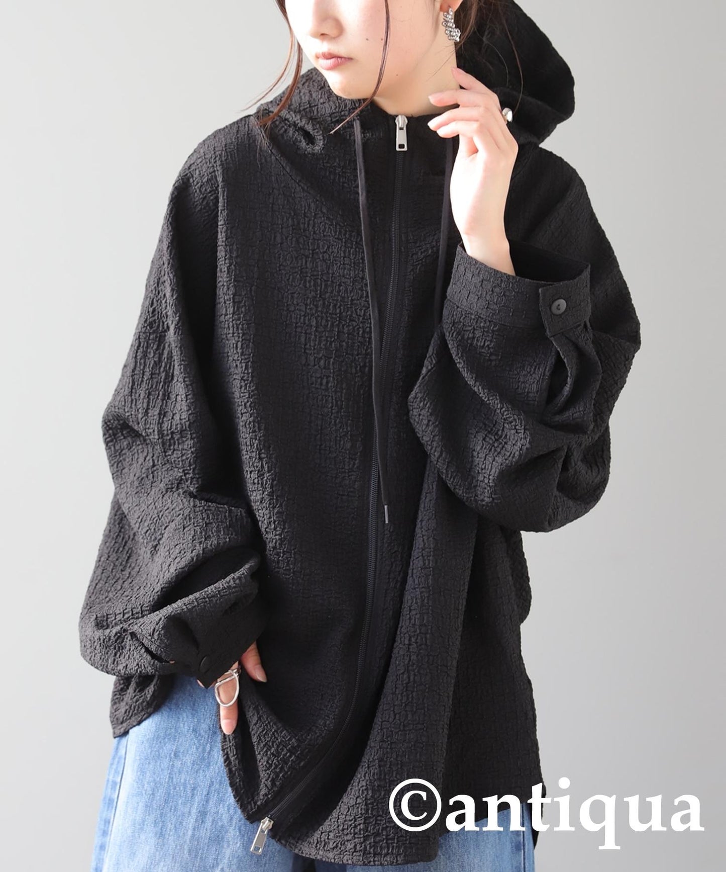 Ladies Double Zip Jacquard Hoodie