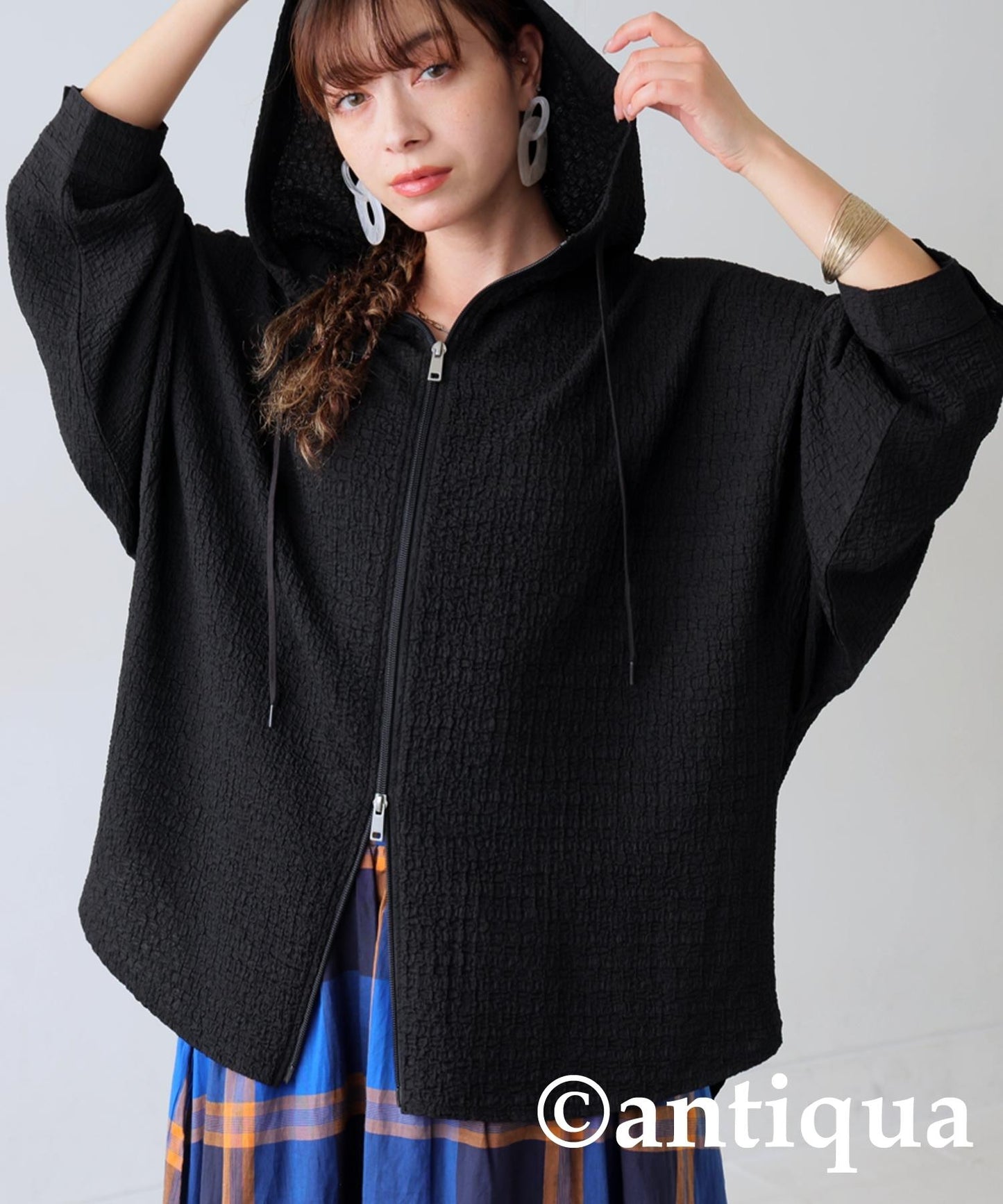 Ladies Double Zip Jacquard Hoodie