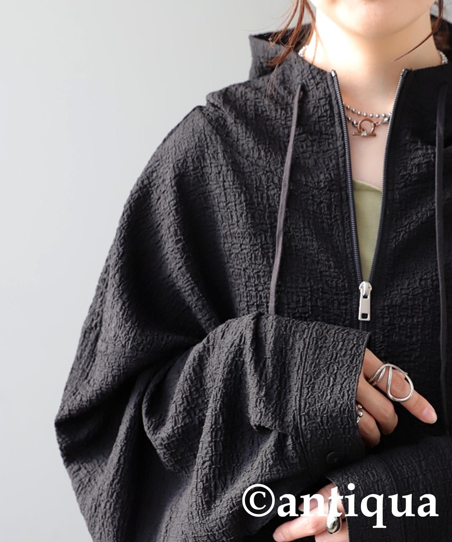 Ladies Double Zip Jacquard Hoodie