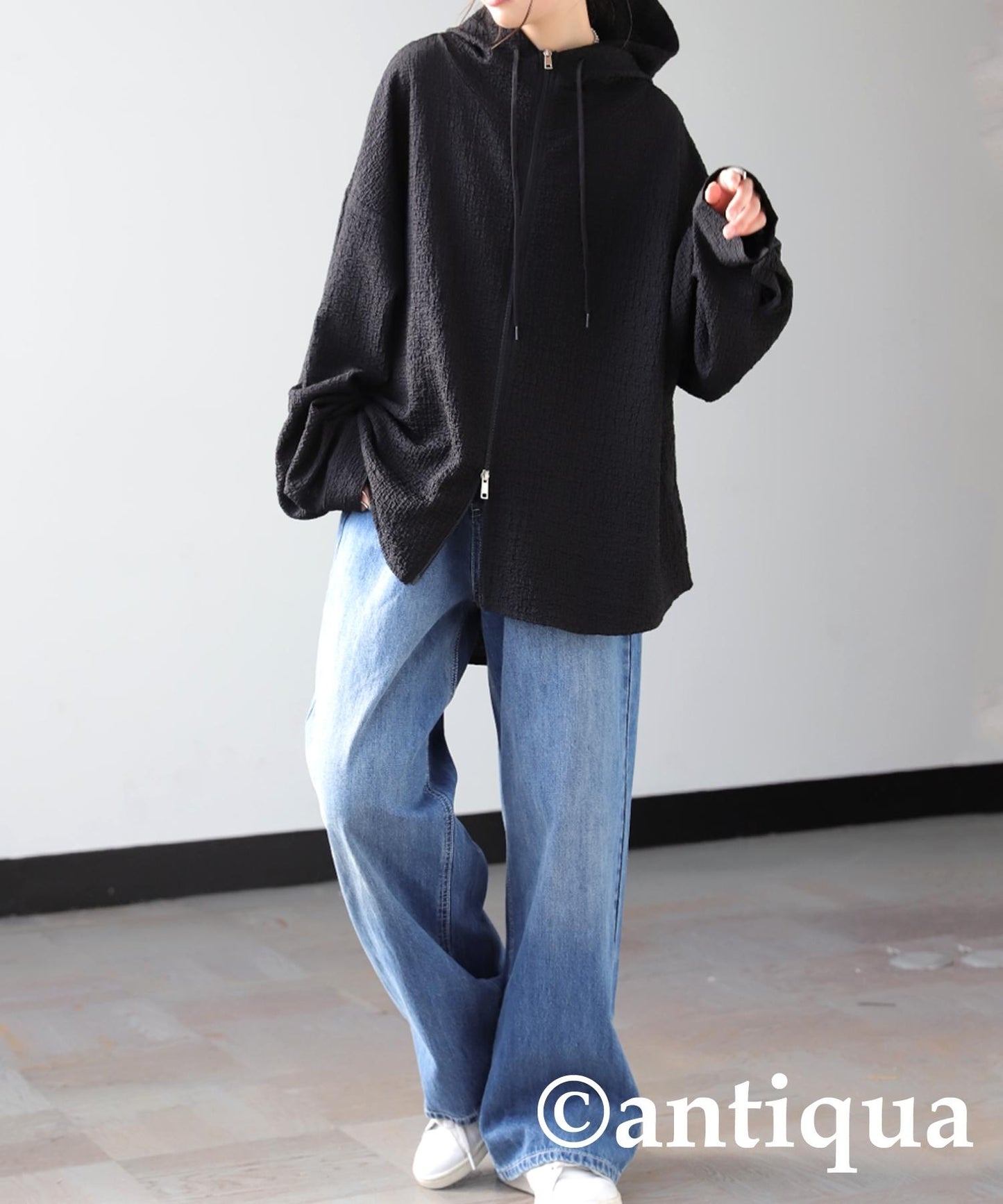 Ladies Double Zip Jacquard Hoodie