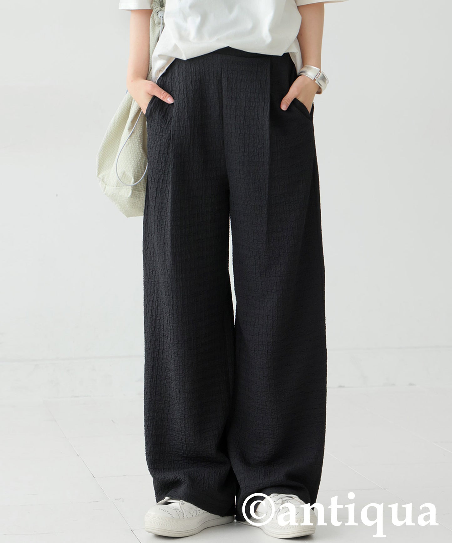 Ladies Puffy Jacquard Tucked Pants