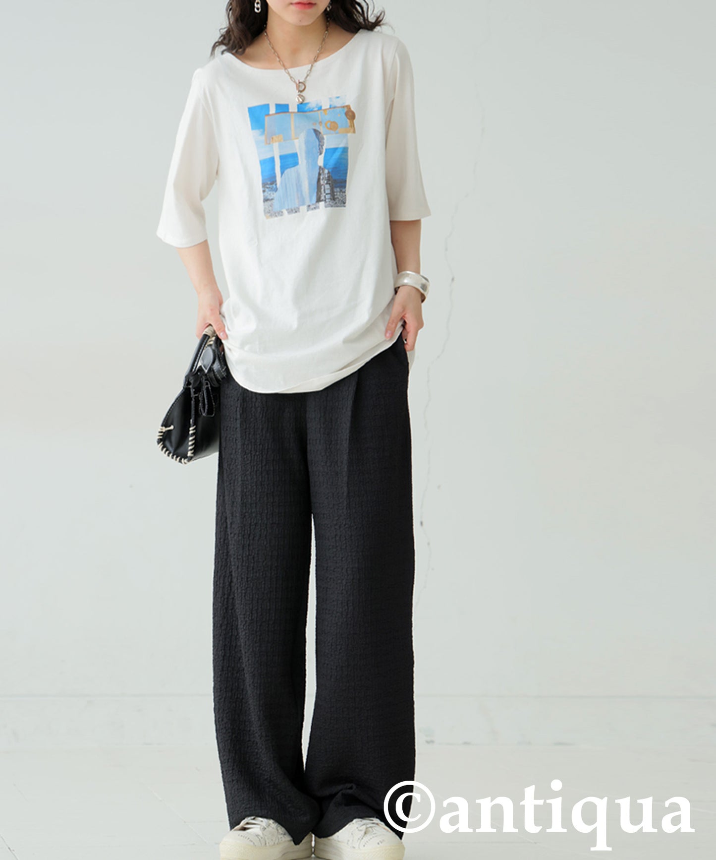 Ladies Puffy Jacquard Tucked Pants