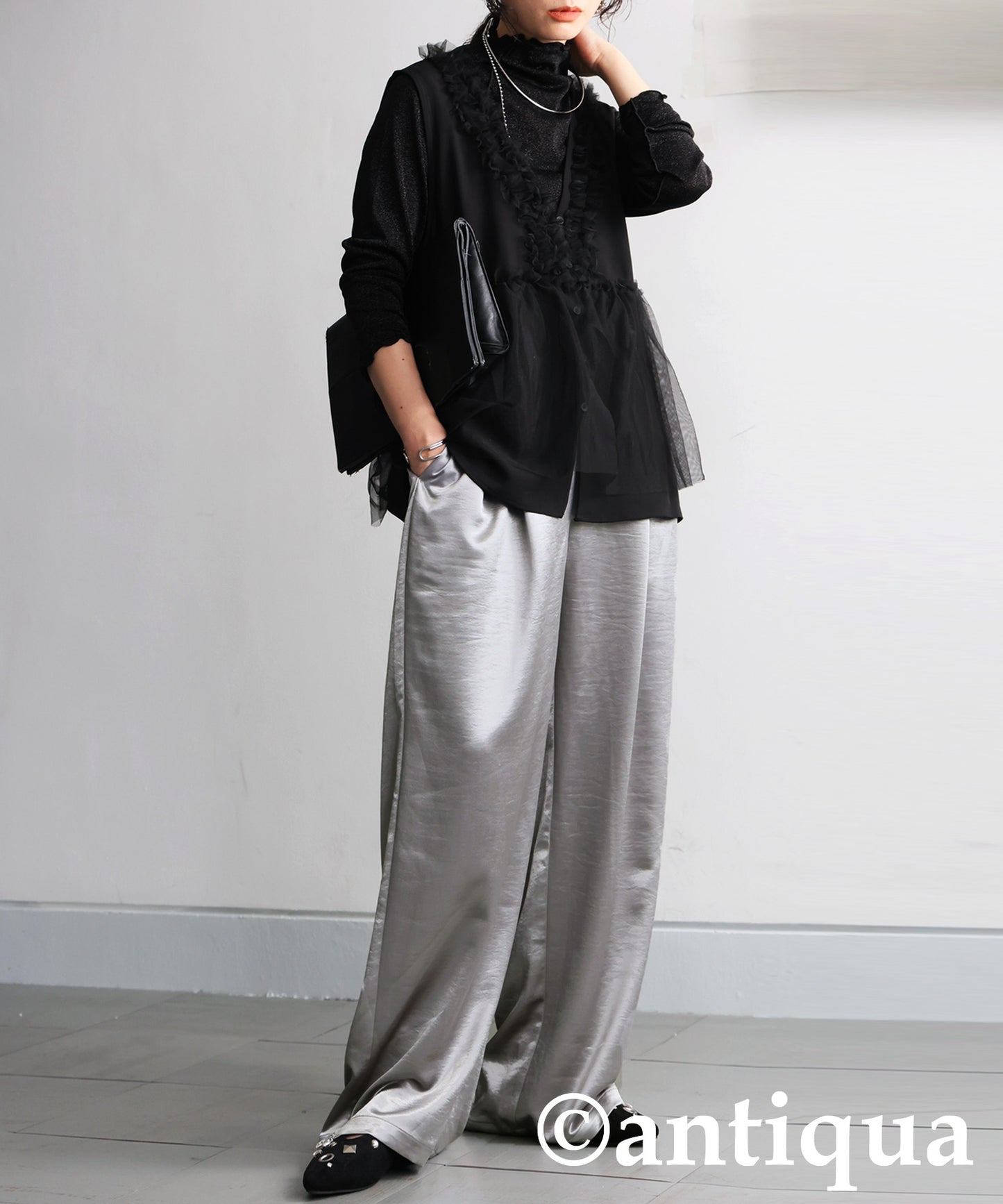 Ladies Satin Wide Pants