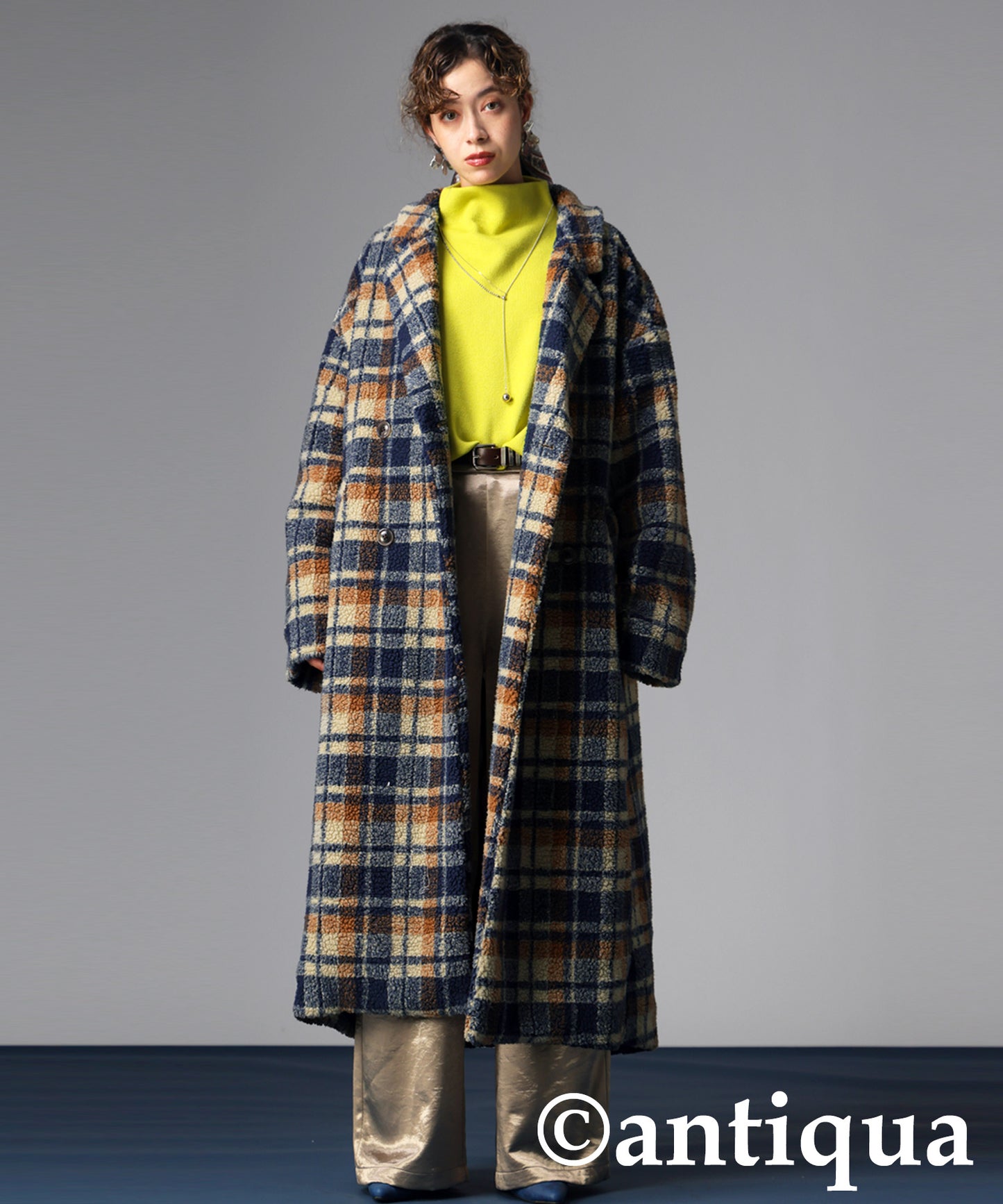 Checked Boa coat Ladies