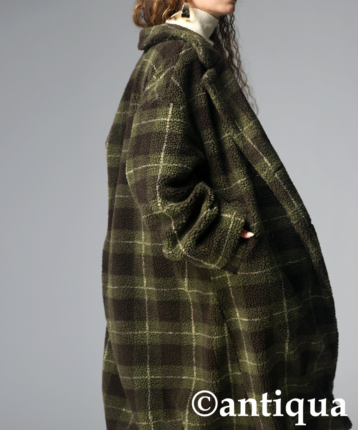 Checked Boa coat Ladies