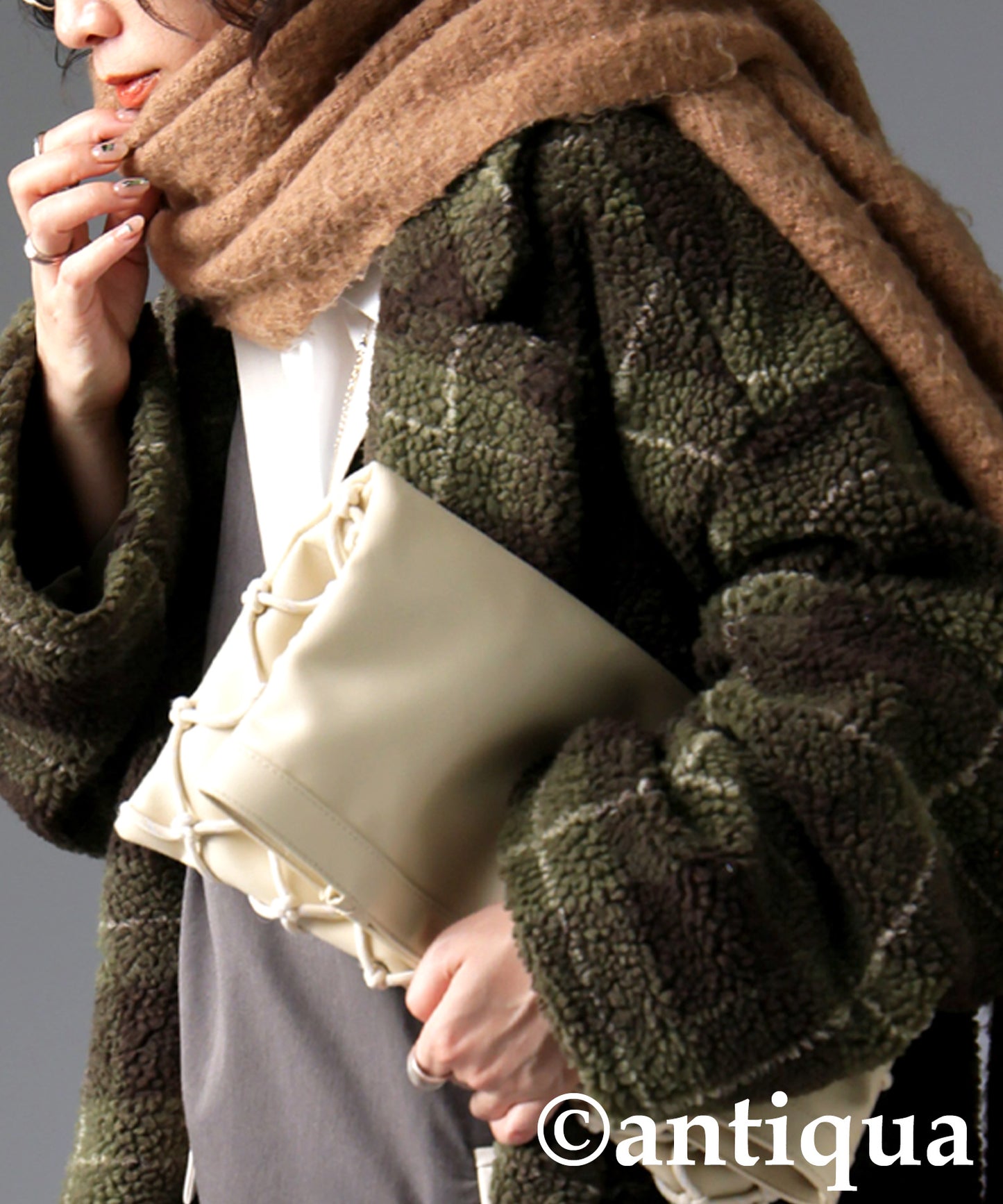 Checked Boa coat Ladies