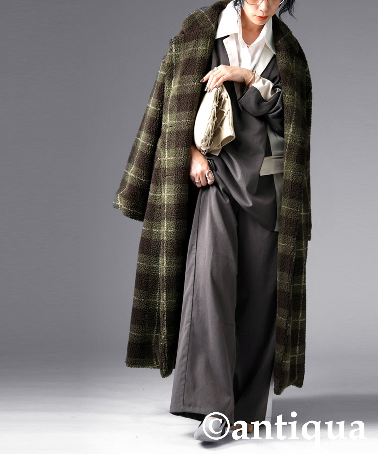 Checked Boa coat Ladies