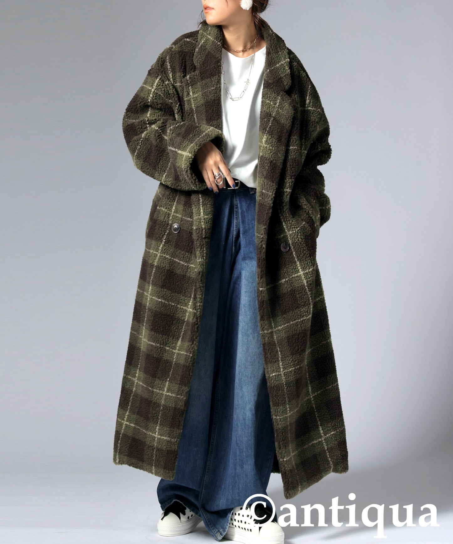 Checked Boa coat Ladies