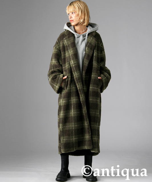 Checked Boa coat Ladies