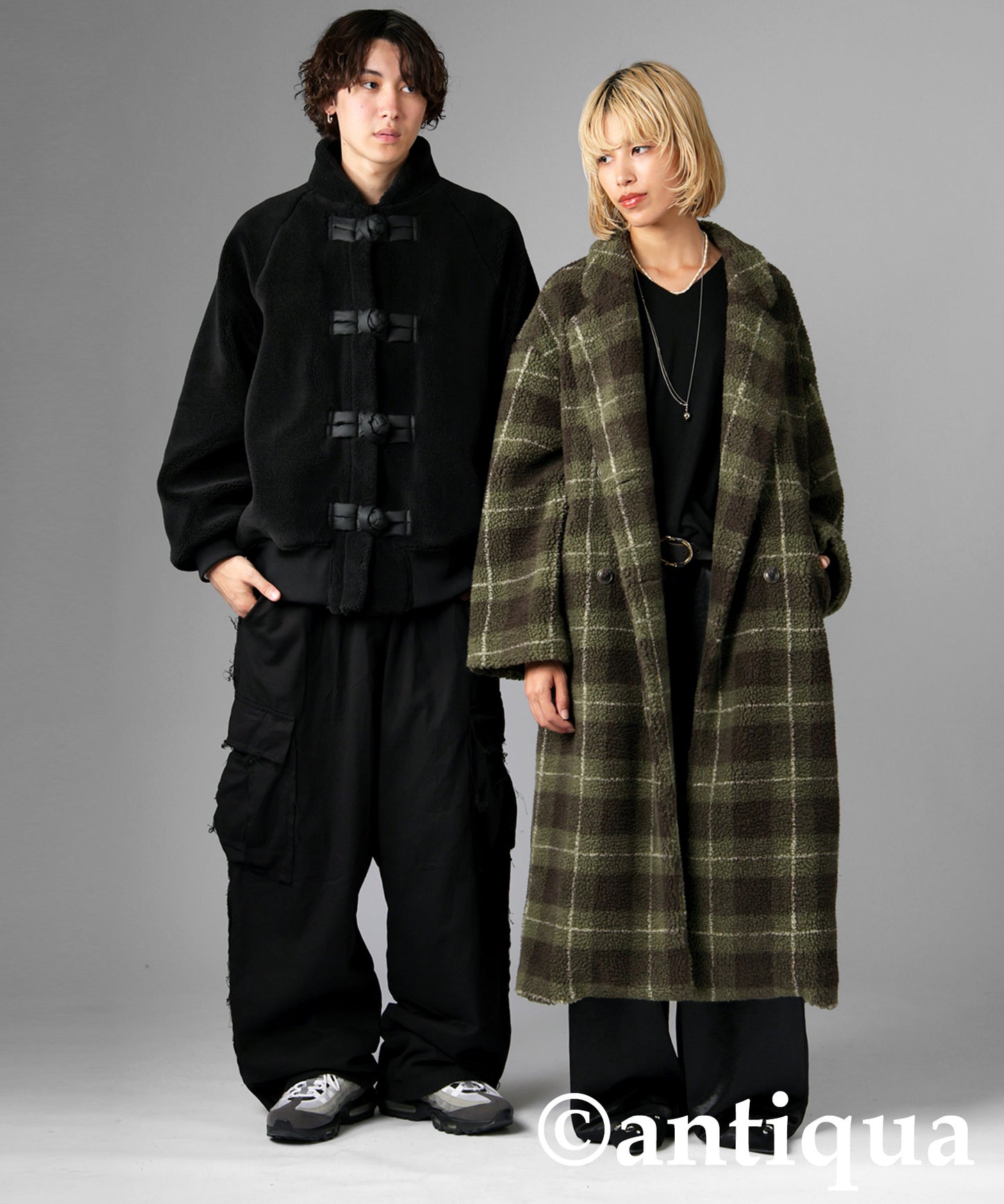 Checked Boa coat Ladies