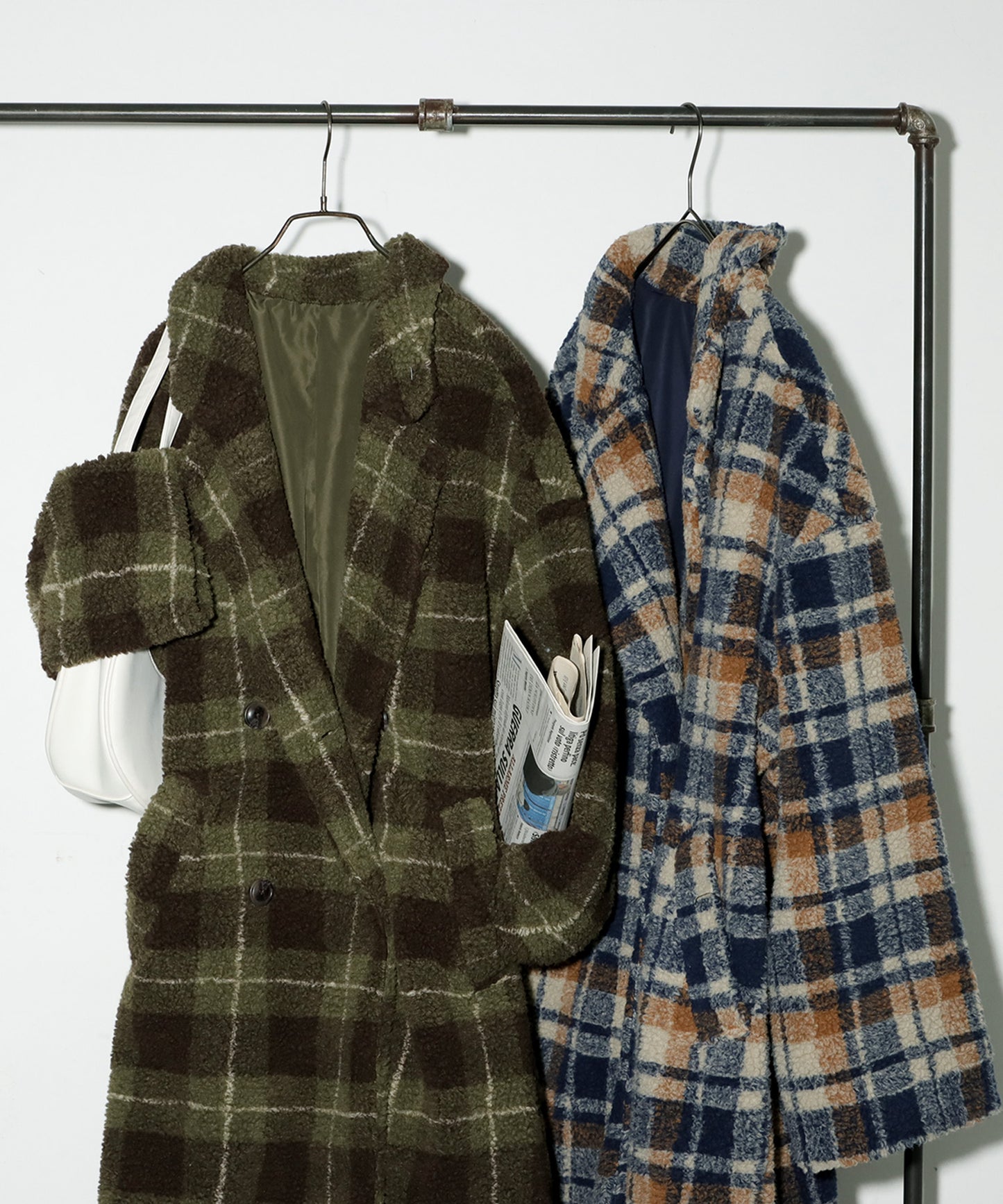 Checked Boa coat Ladies