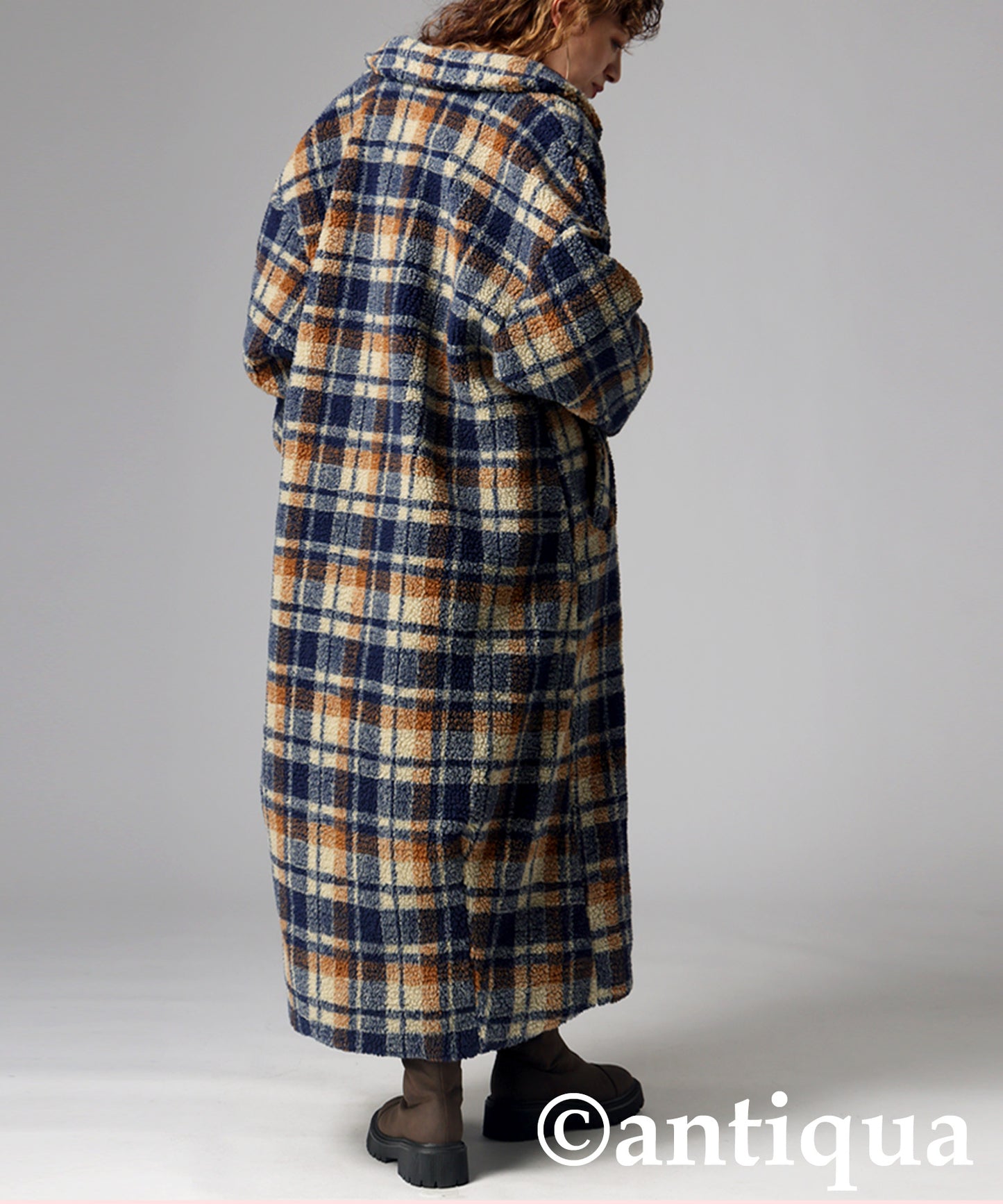 Checked Boa coat Ladies