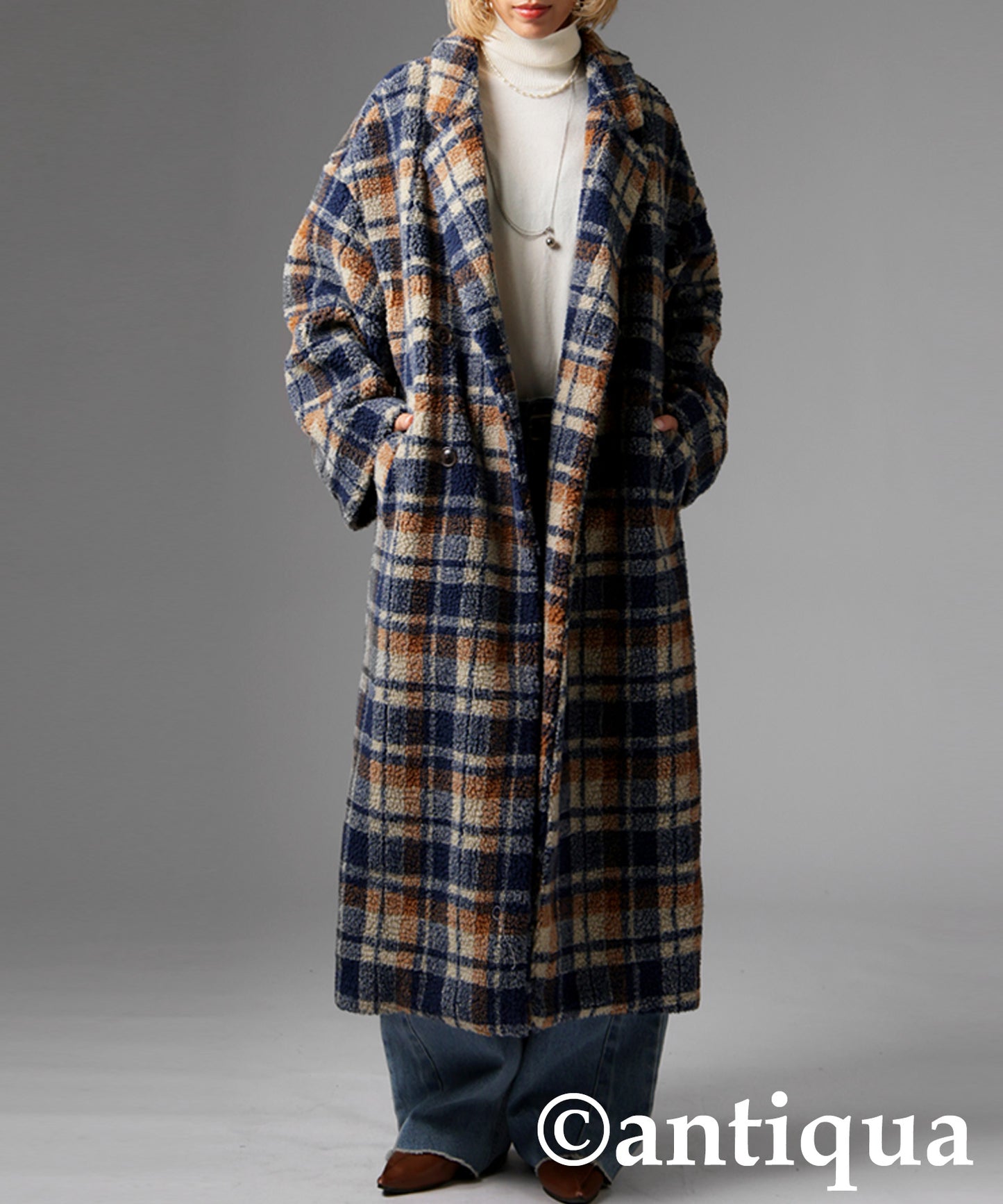 Checked Boa coat Ladies