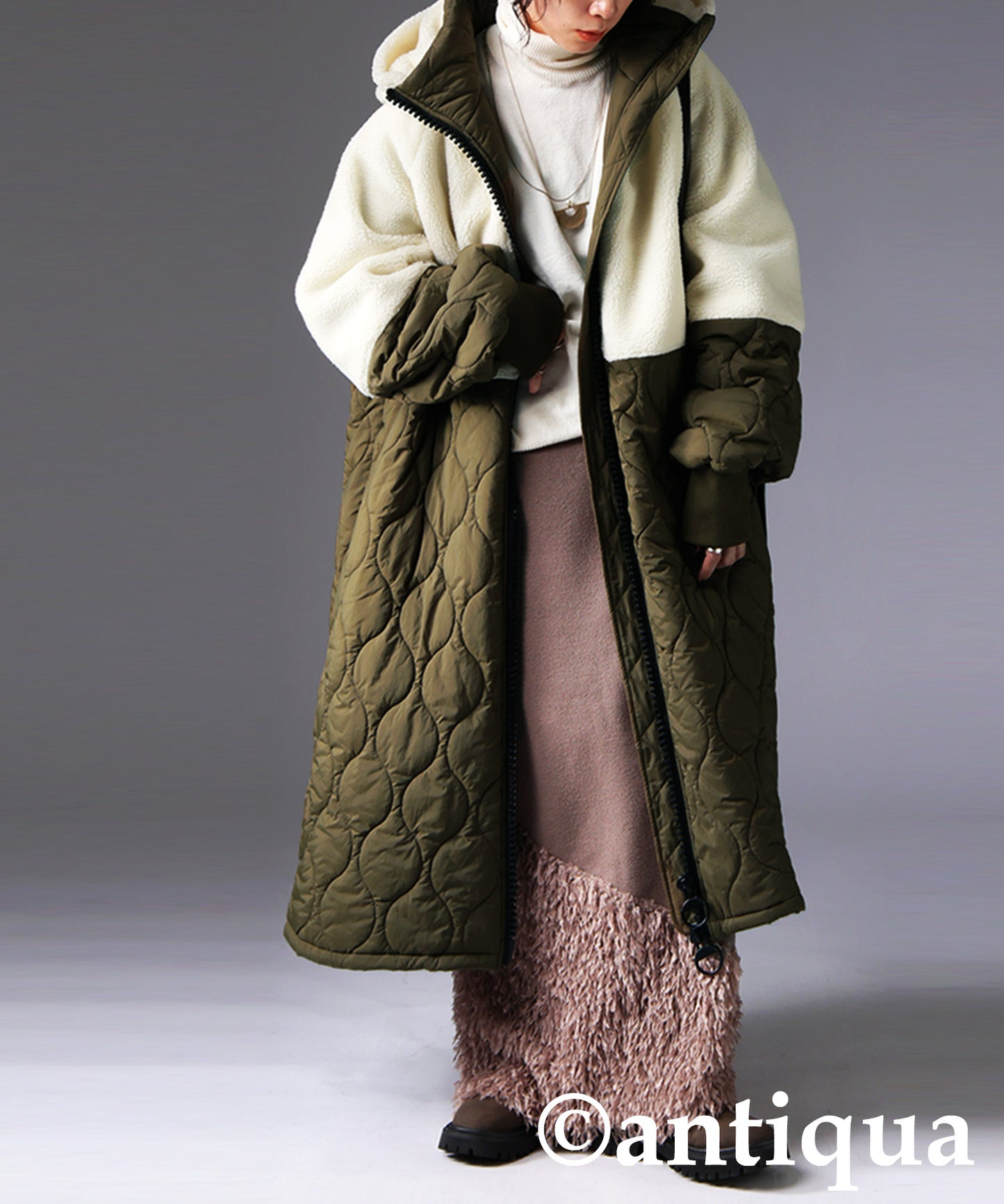 Big Zipper Long Coat Ladies