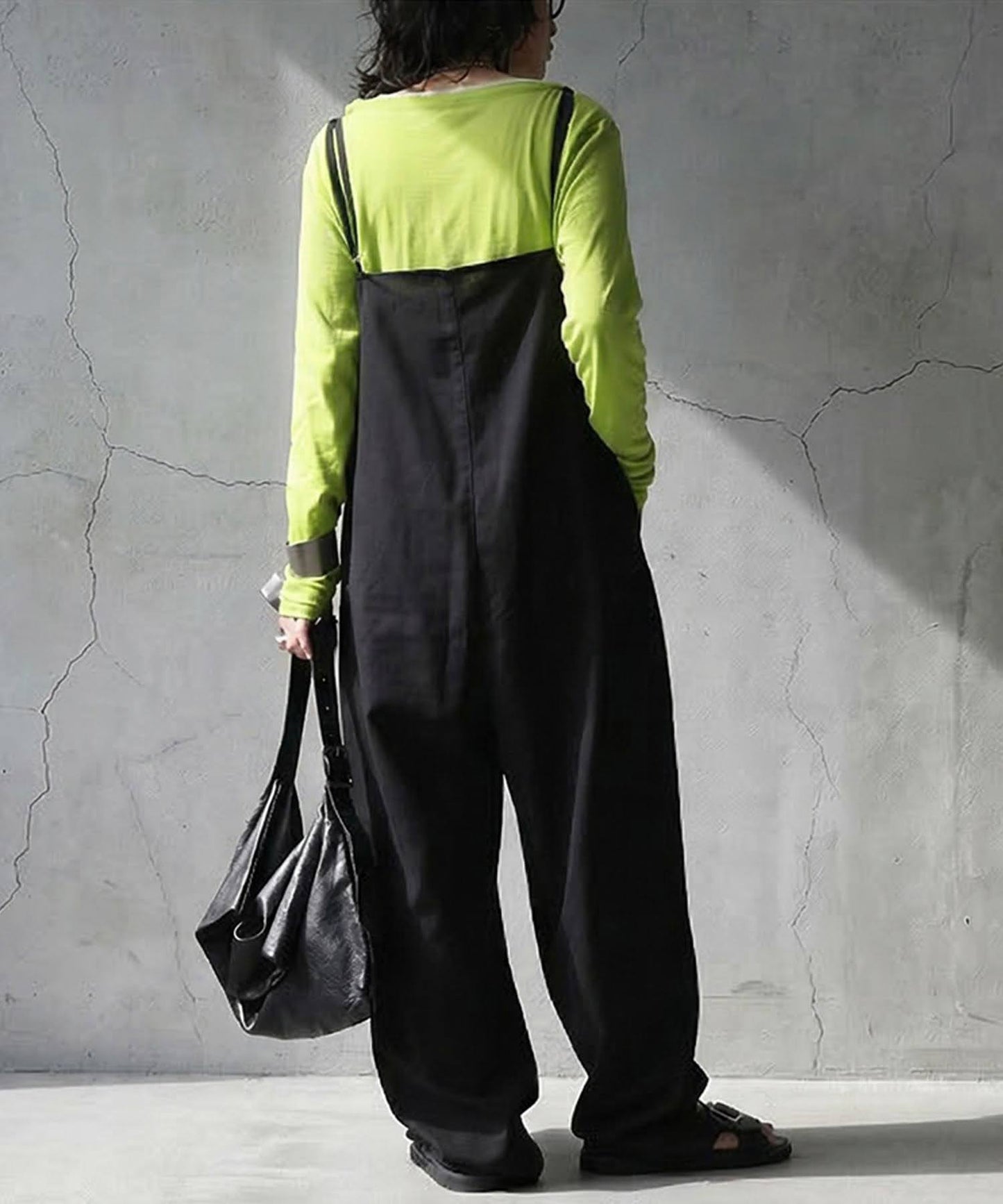 Wide-Legged Linen-Style Overalls Ladies