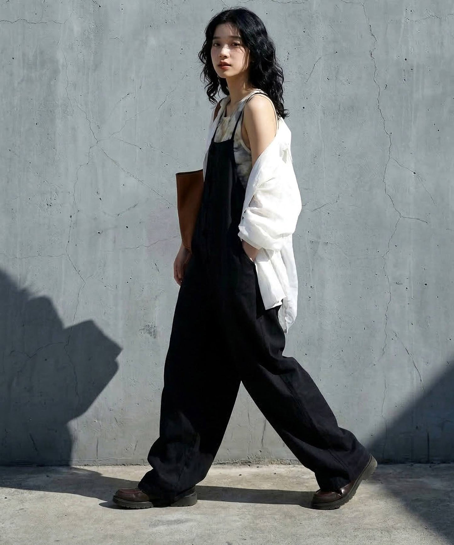 Wide-Legged Linen-Style Overalls Ladies